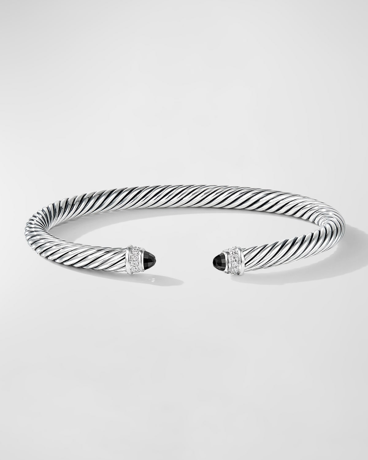 Shop David Yurman Cable Bracelet With Diamonds In Silver, 5mm In Black Onyx