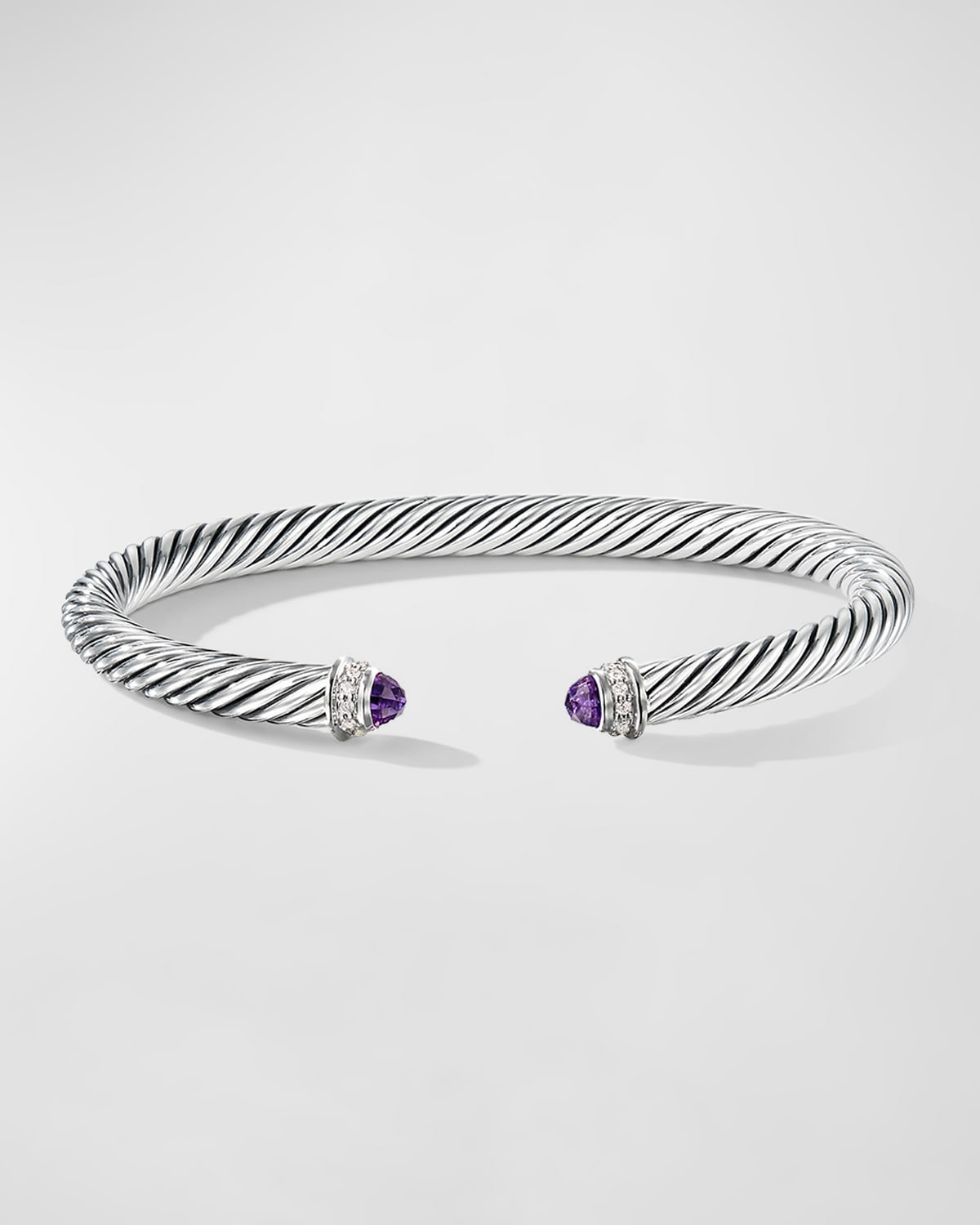 Shop David Yurman Cable Bracelet With Diamonds In Silver, 5mm In Amethyst