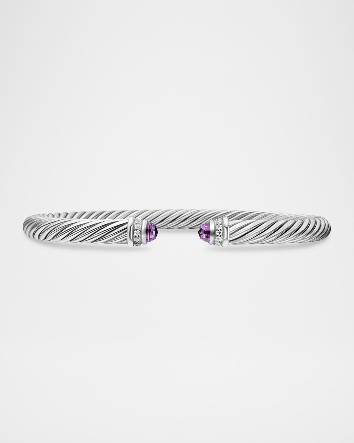 Shop David Yurman Cable Bracelet With Diamonds In Silver, 5mm In Amethyst