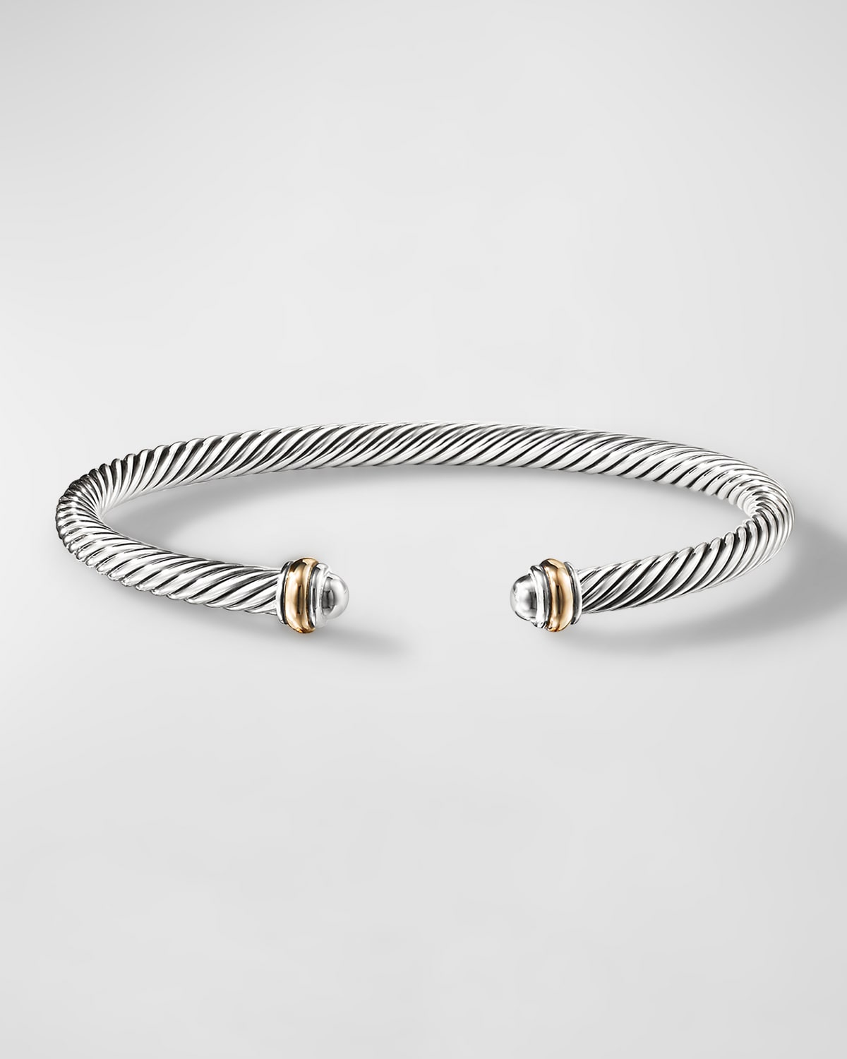 Cable Bracelet in Silver with 18K Gold, 4mm