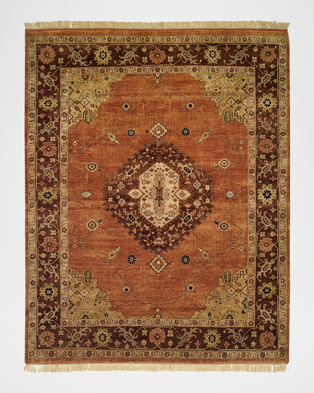 Haven & Loom Medallion Hand-knotted Rug 4' X 6' In Brown