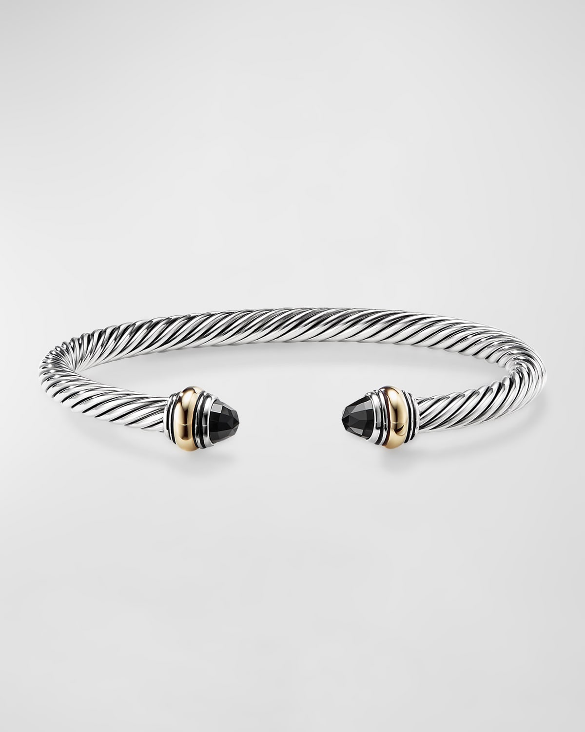 Shop David Yurman Cable Bracelet With Gemstone In Silver With 14k Gold, 5mm In Black Onyx