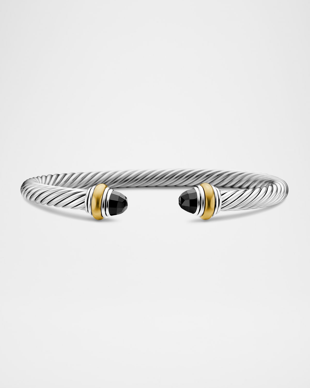 Shop David Yurman Cable Bracelet With Gemstone In Silver With 14k Gold, 5mm In Black Onyx