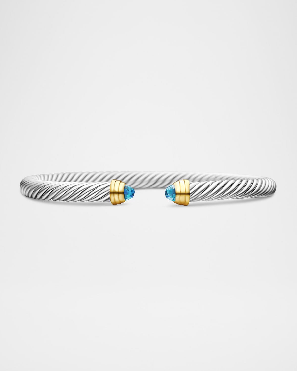 David Yurman Cable Classics Bracelet With Semiprecious Stones & 14k Gold, 5mm In Blue Topaz