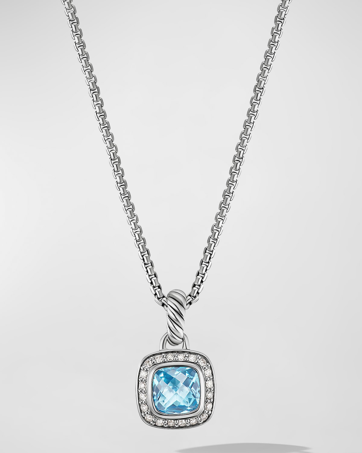 David Yurman Petite Albion Necklace With Gemstone And Diamonds In Blue Topaz
