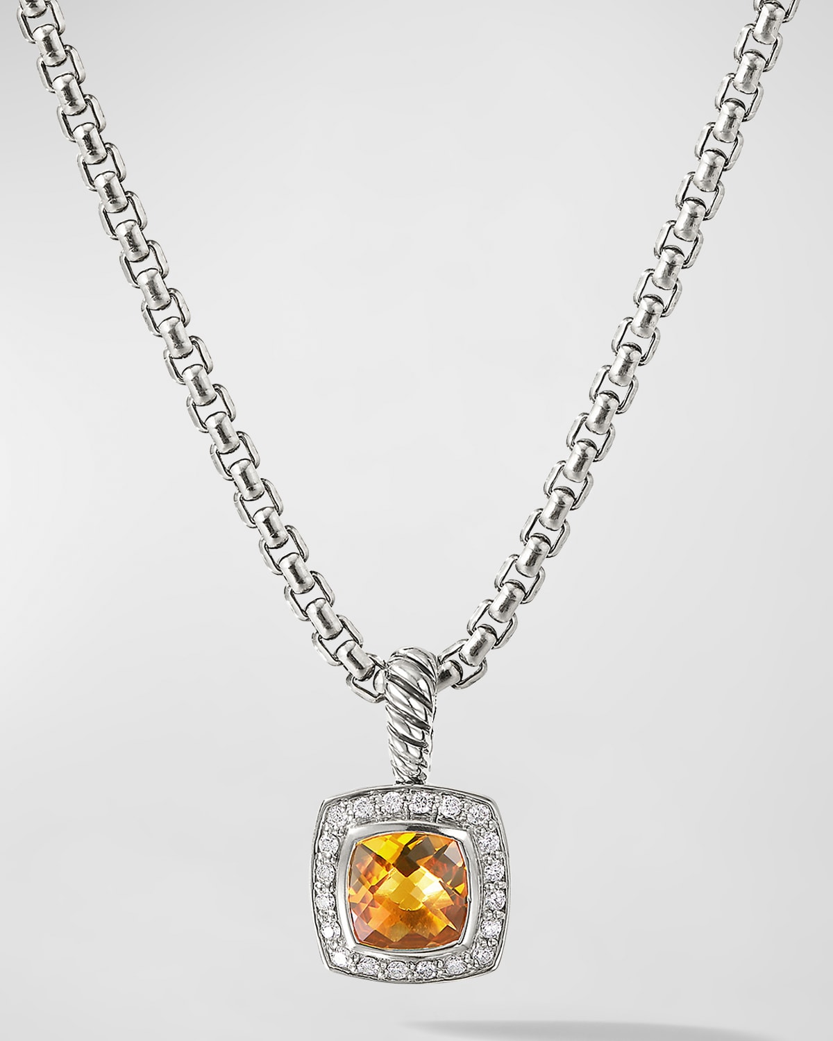 David Yurman Petite Albion Necklace With Gemstone And Diamonds In Citrine