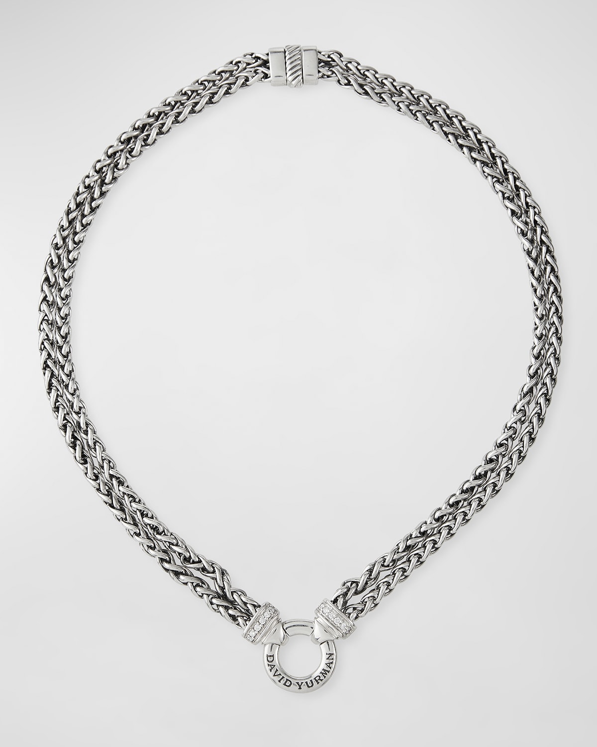 Double Wheat Chain Necklace with Diamonds