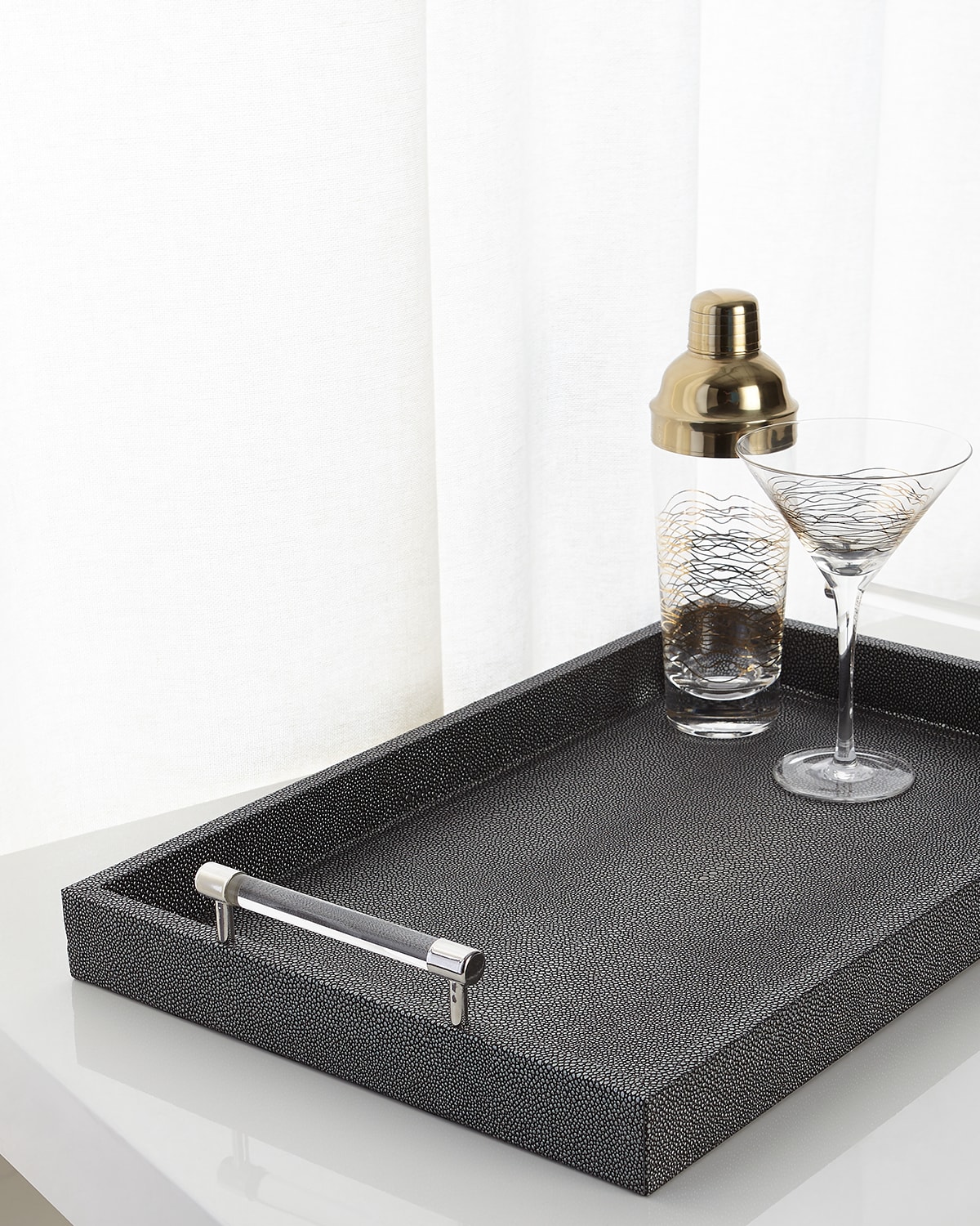 Jamie Young Shagreen Tray, 22"l