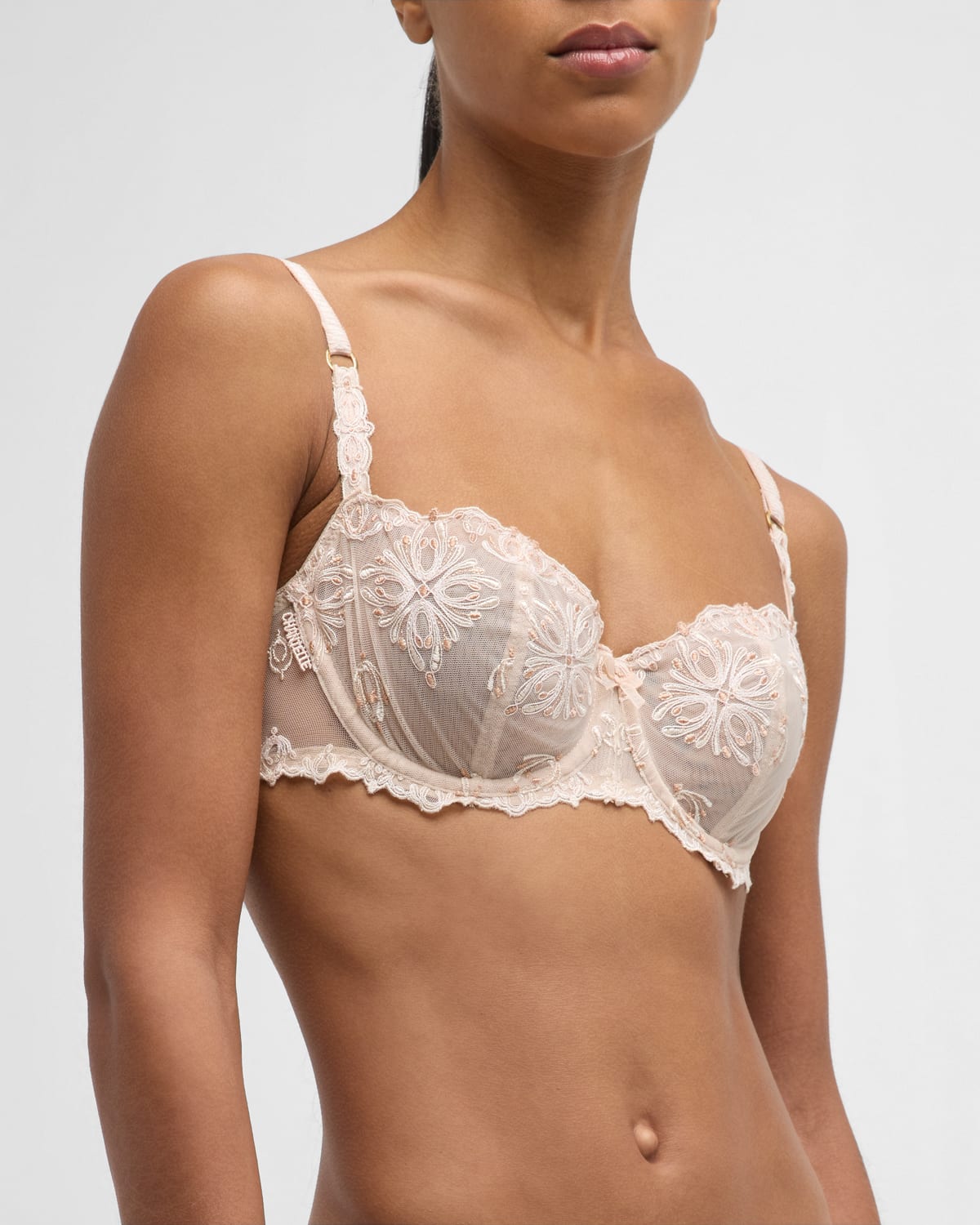Shop Chantelle Champs Elysees Lace Demi Bra In Cappuccino
