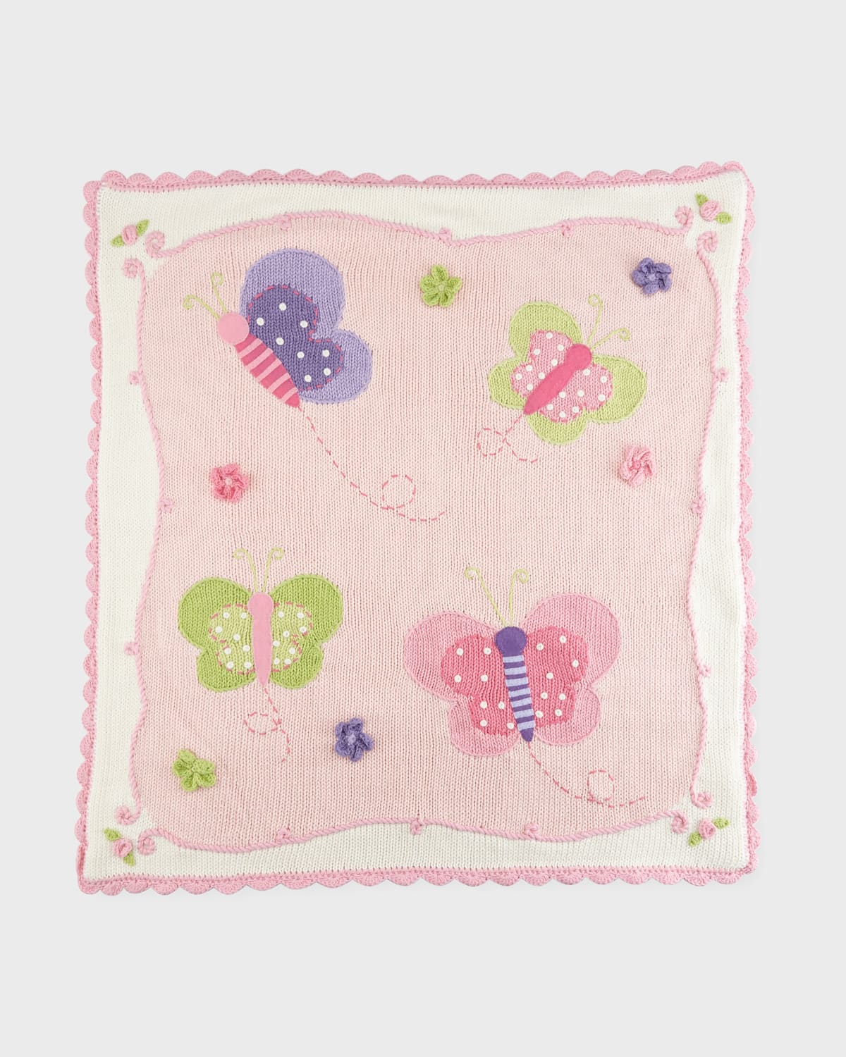 Art Walk Kids' Butterfly Scalloped Blanket In Neutral Pattern