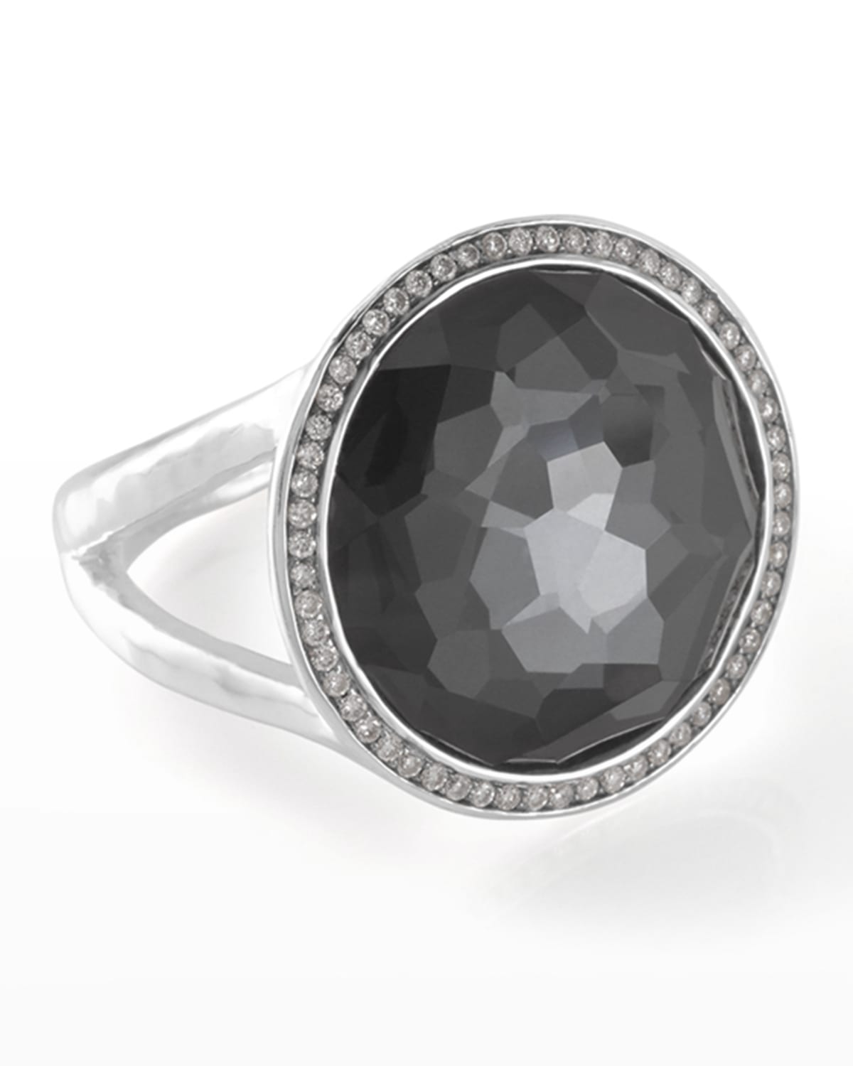 Ippolita Stella Lollipop Ring In Hematite Doublet With Diamonds In Sterling Silver In Hematite