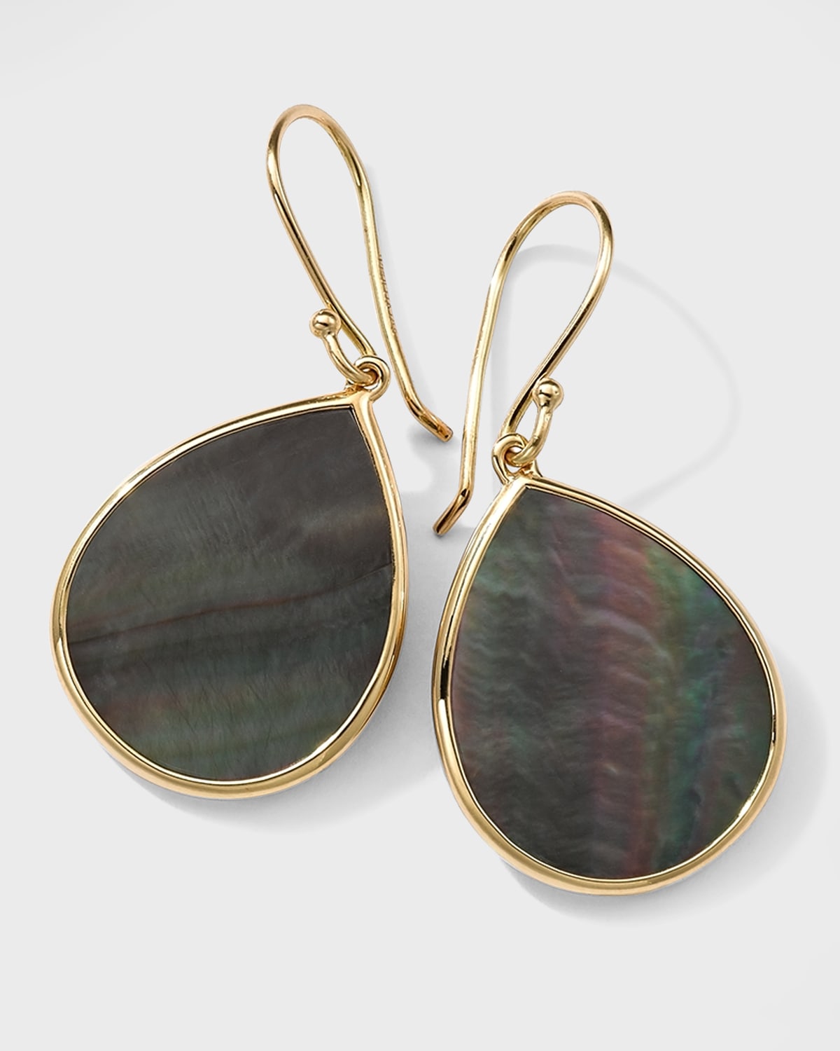 Ippolita Small Stone Teardrop Earrings In 18k Gold In Black Shell
