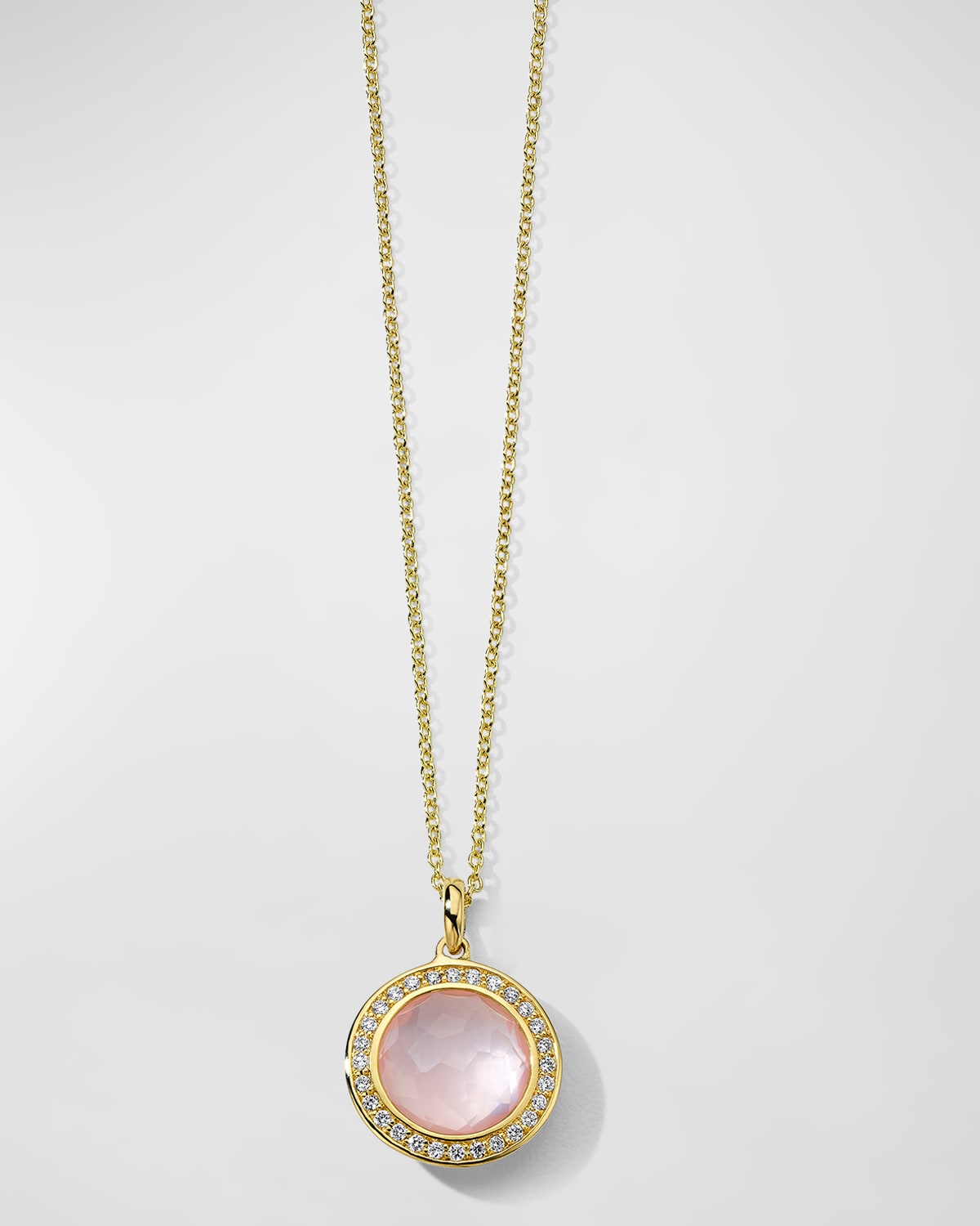 Shop Ippolita Small Pendant Necklace In 18k Gold With Diamonds In Rose Quartz