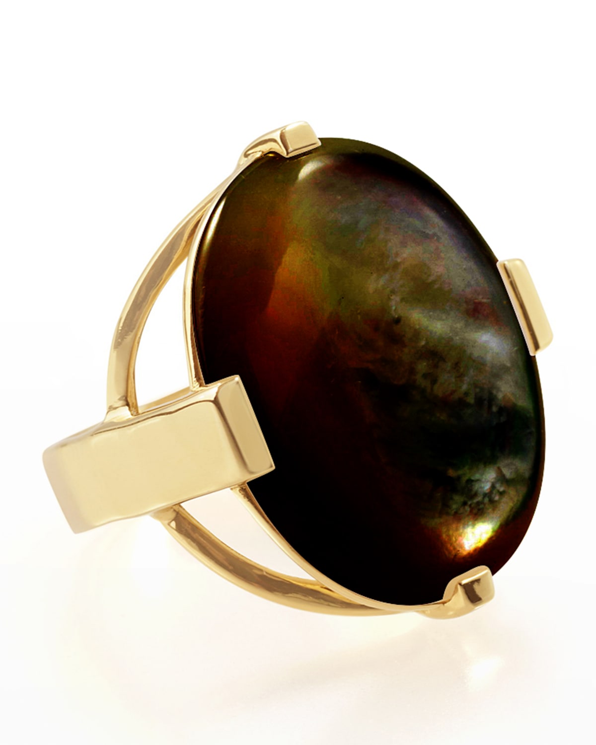 Ippolita 18k Rock Candy Large Mother-of-pearl Oval Ring In Black Shell