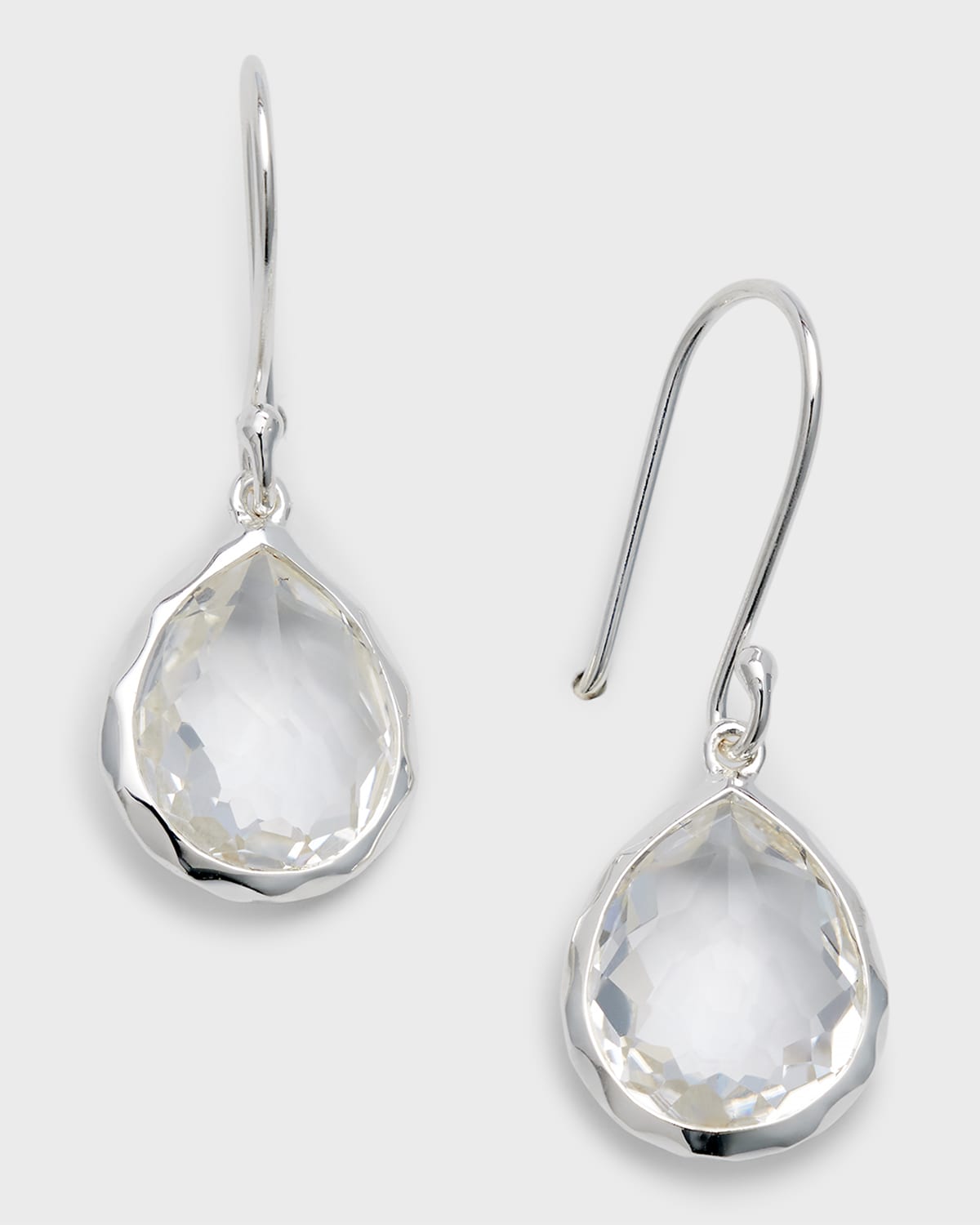 Shop Ippolita Mini Teardrop Earrings In Sterling Silver In Clear Quartz