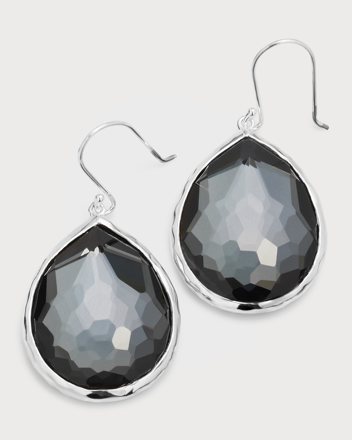 Shop Ippolita Large Teardrop Earrings In Sterling Silver In Hematite