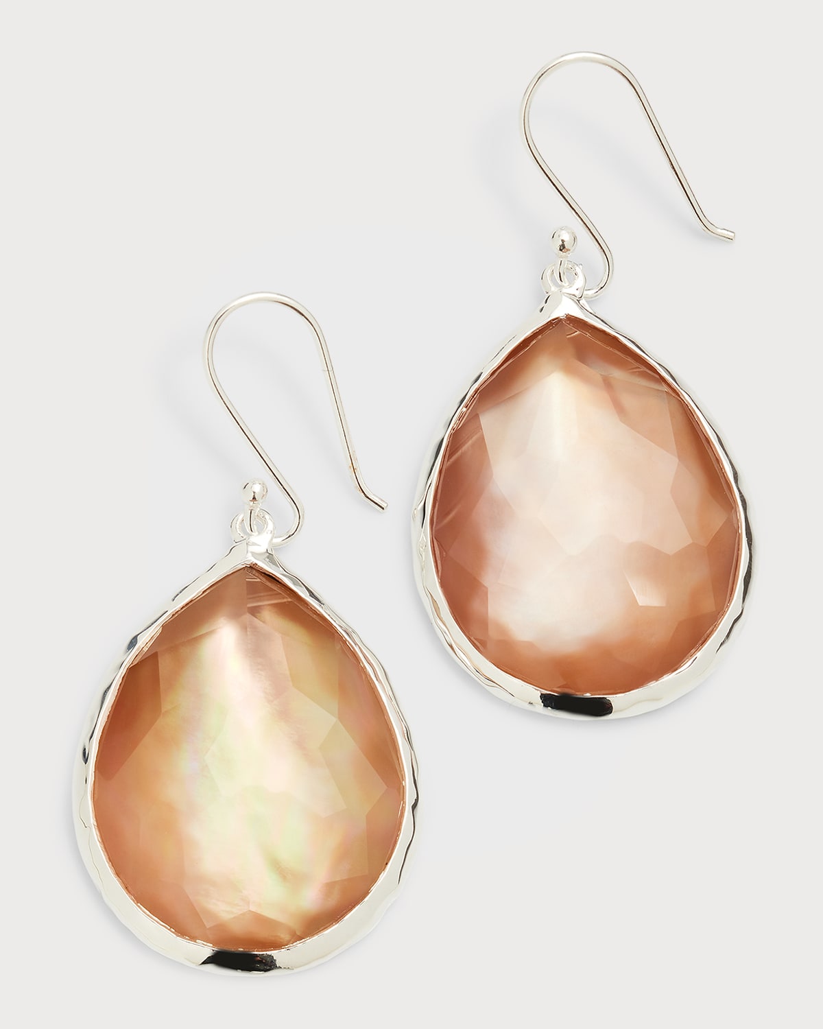 Shop Ippolita Large Teardrop Earrings In Sterling Silver In Brown Shell