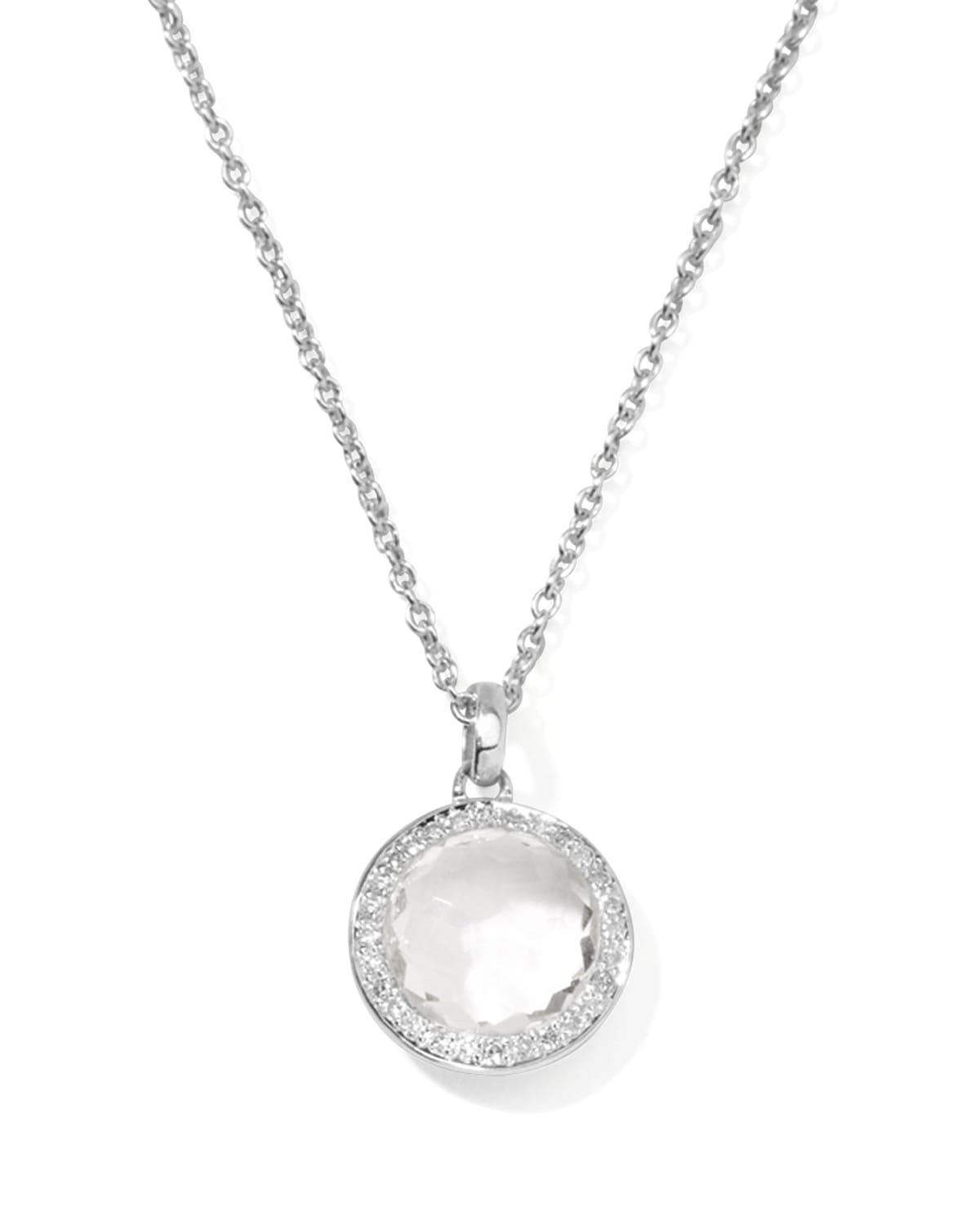 Ippolita Stella Lollipop Pendant Necklace In Hematite Doublet With Diamonds In Sterling Silver, 16 In Hematite
