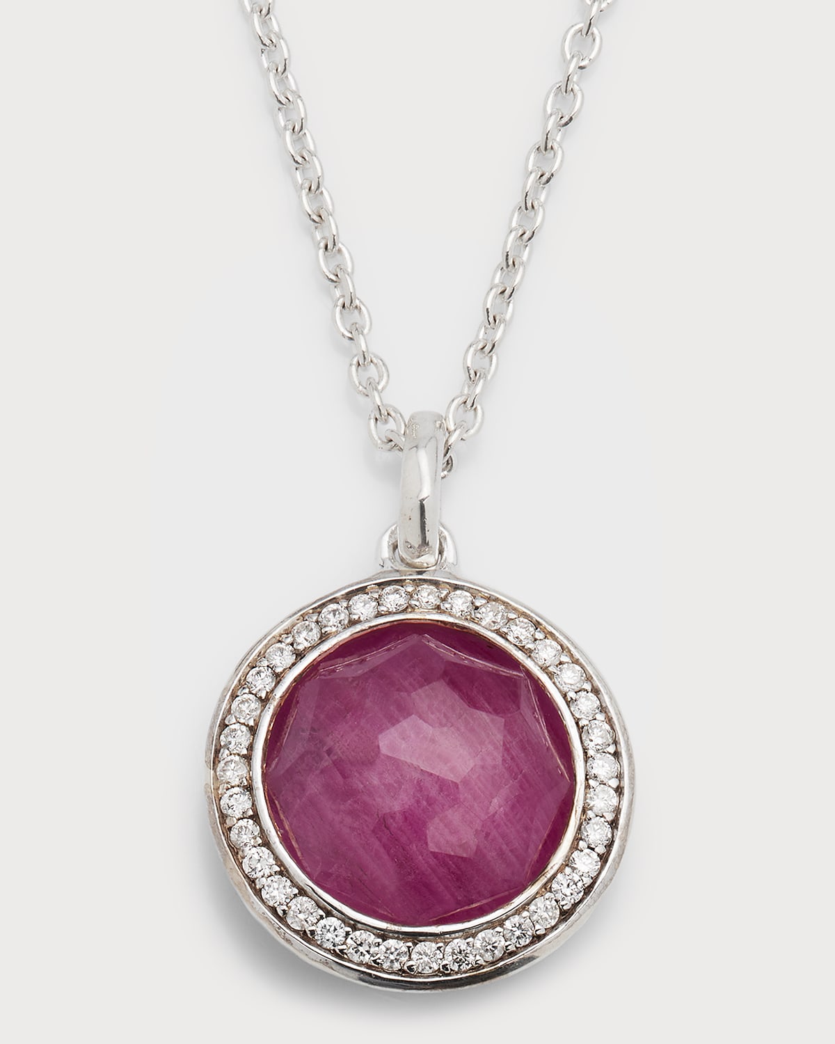 Ippolita Lollipop Diamond Bezel Clear Quartz Pendant Necklace In Ruby