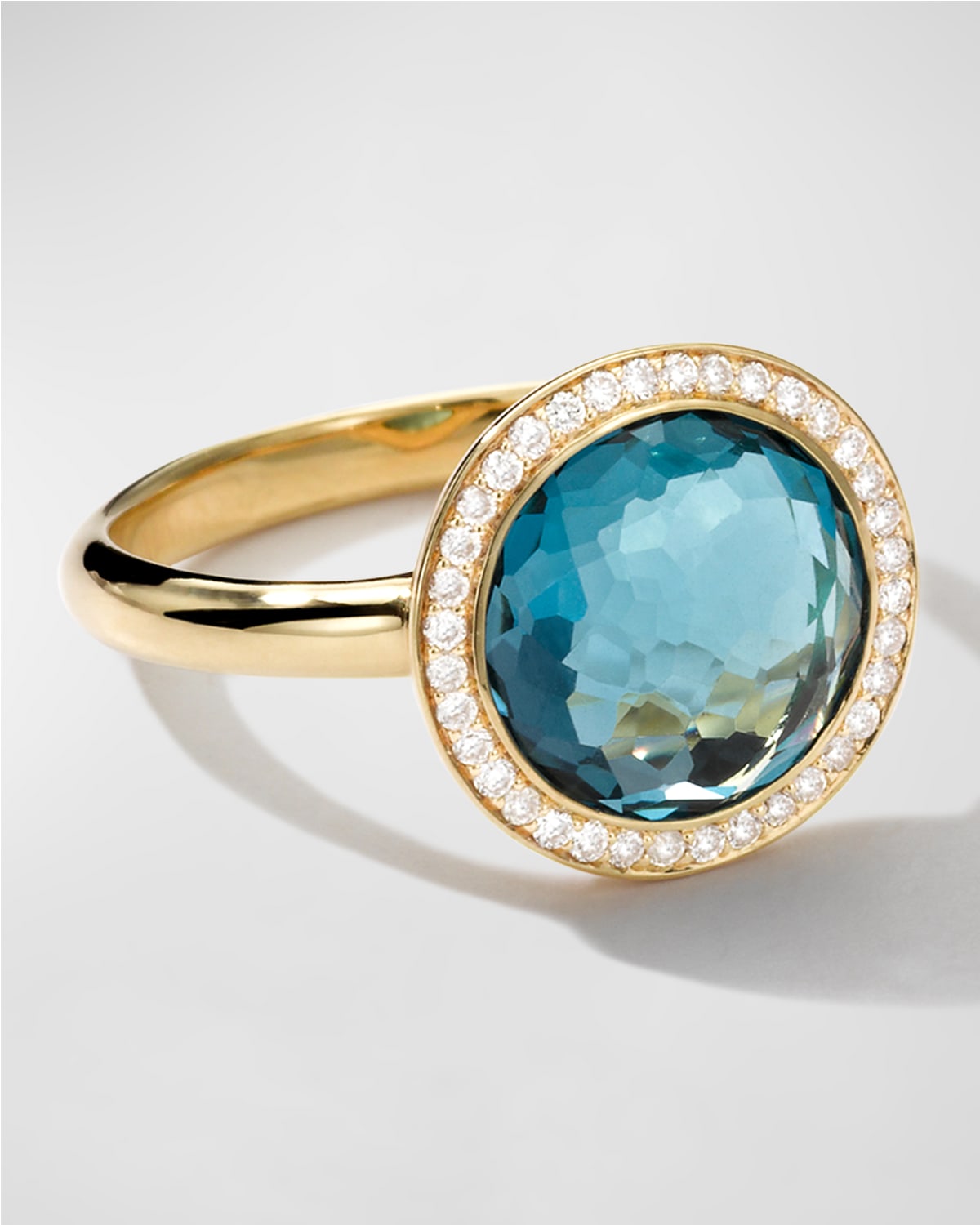 Shop Ippolita Small Ring In 18k Gold With Diamonds In London Blue Topaz