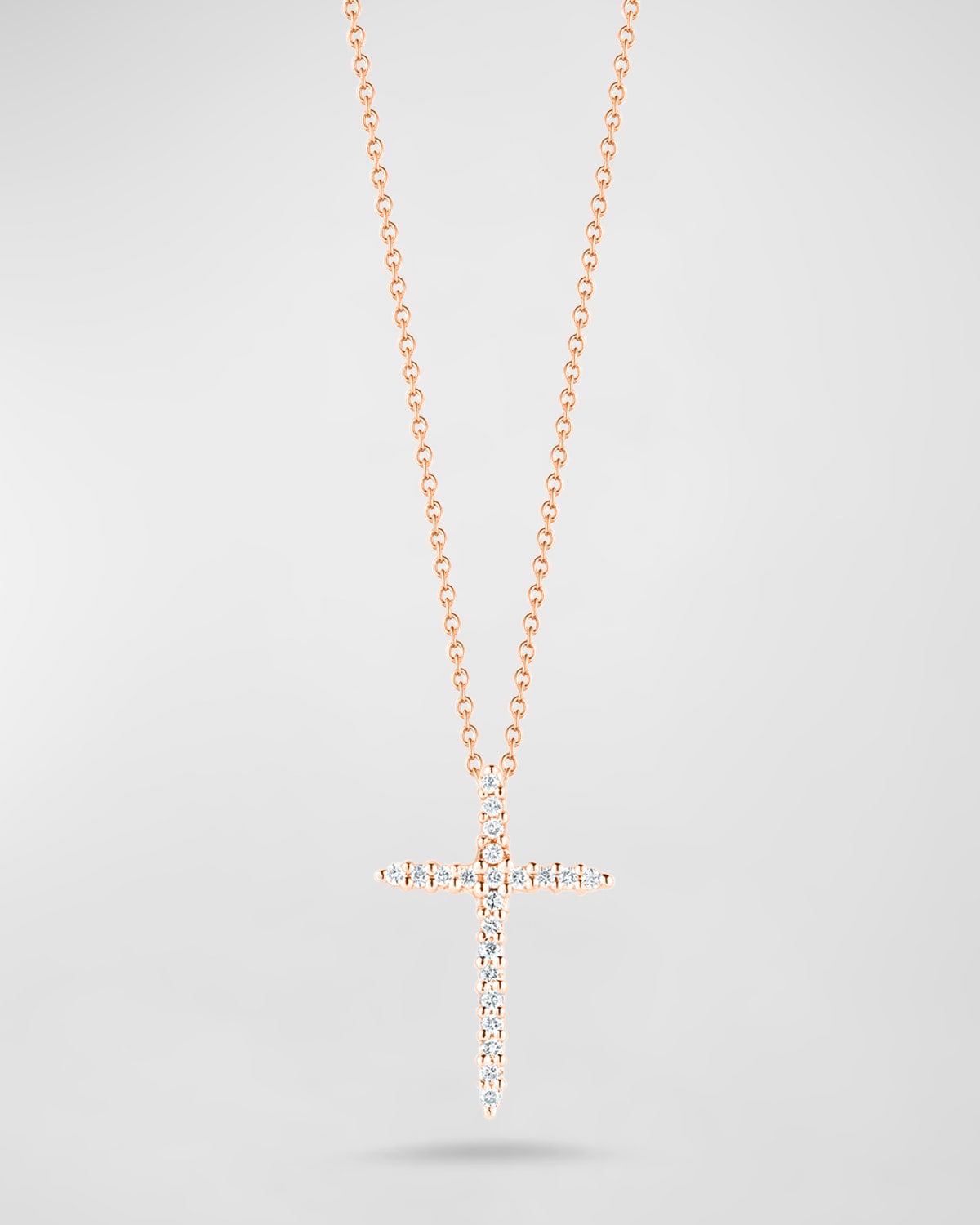 Roberto Coin Cross Necklace With Diamonds In Rose Gold