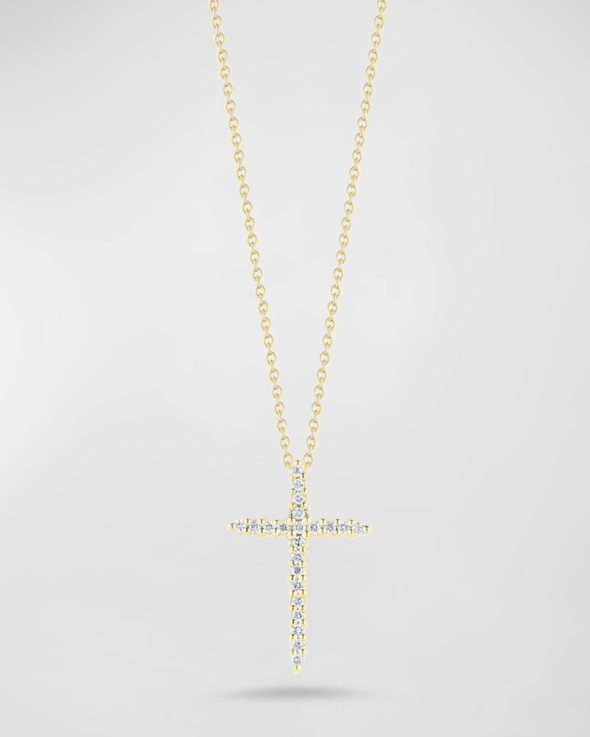 Roberto Coin Cross Necklace With Diamonds In Yellow Gold