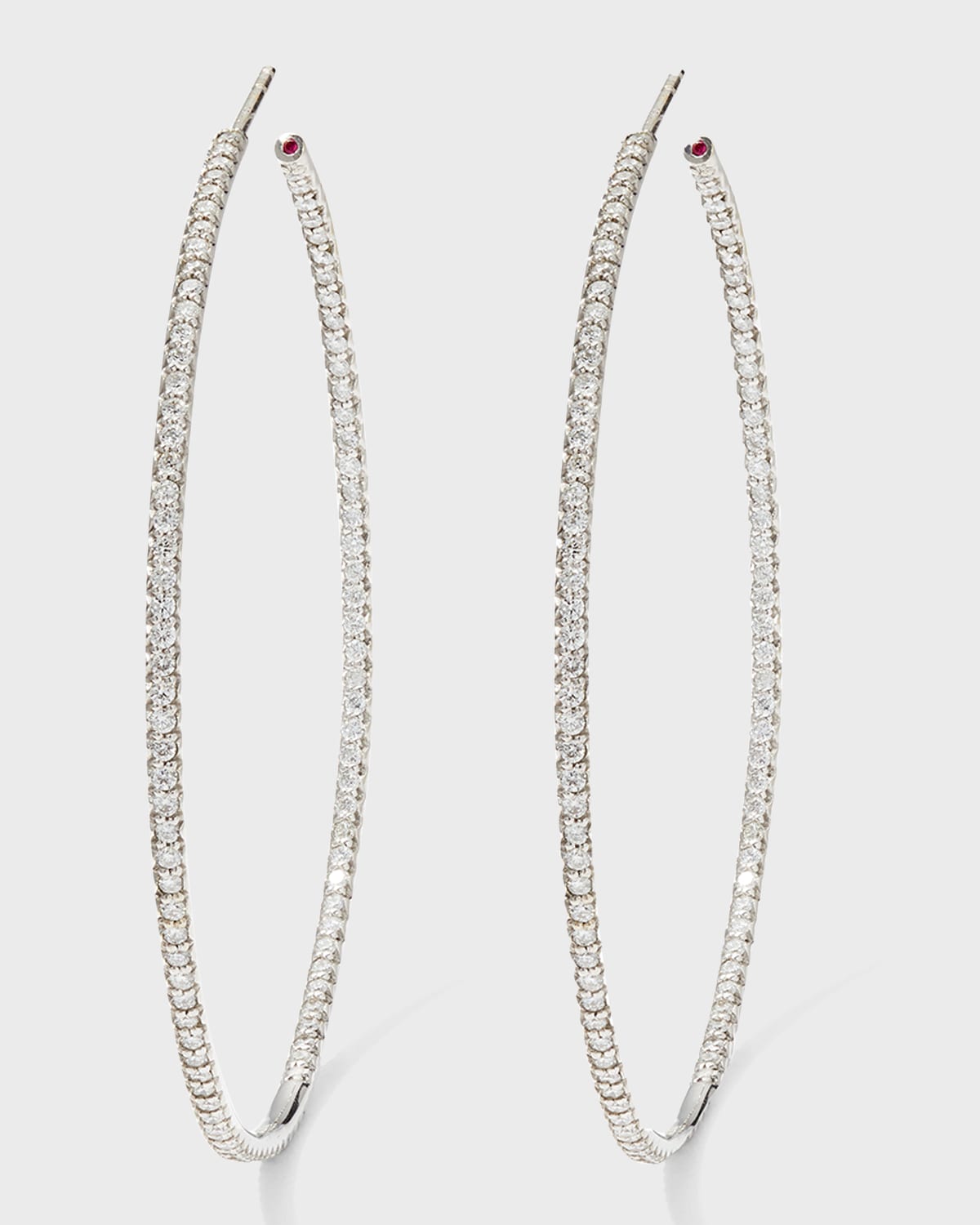55mm Micro Diamond Hoop Earrings, 2ct