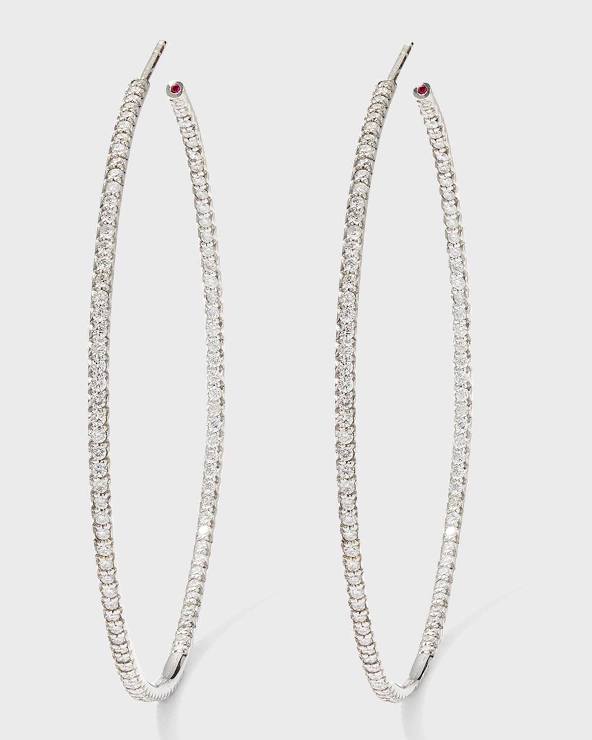 Roberto Coin 55mm Micro Diamond Hoop Earrings, 2ct In White Gold