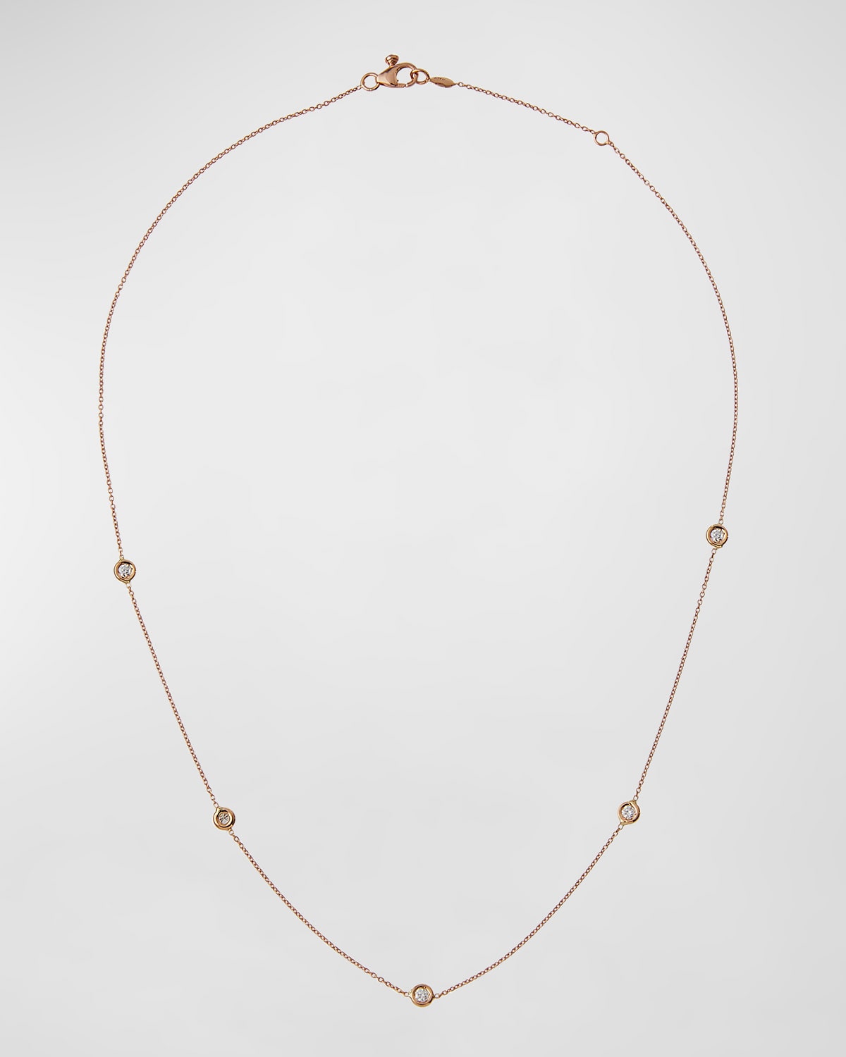 Shop Roberto Coin 18k Gold Diamond Station Necklace In Rose Gold