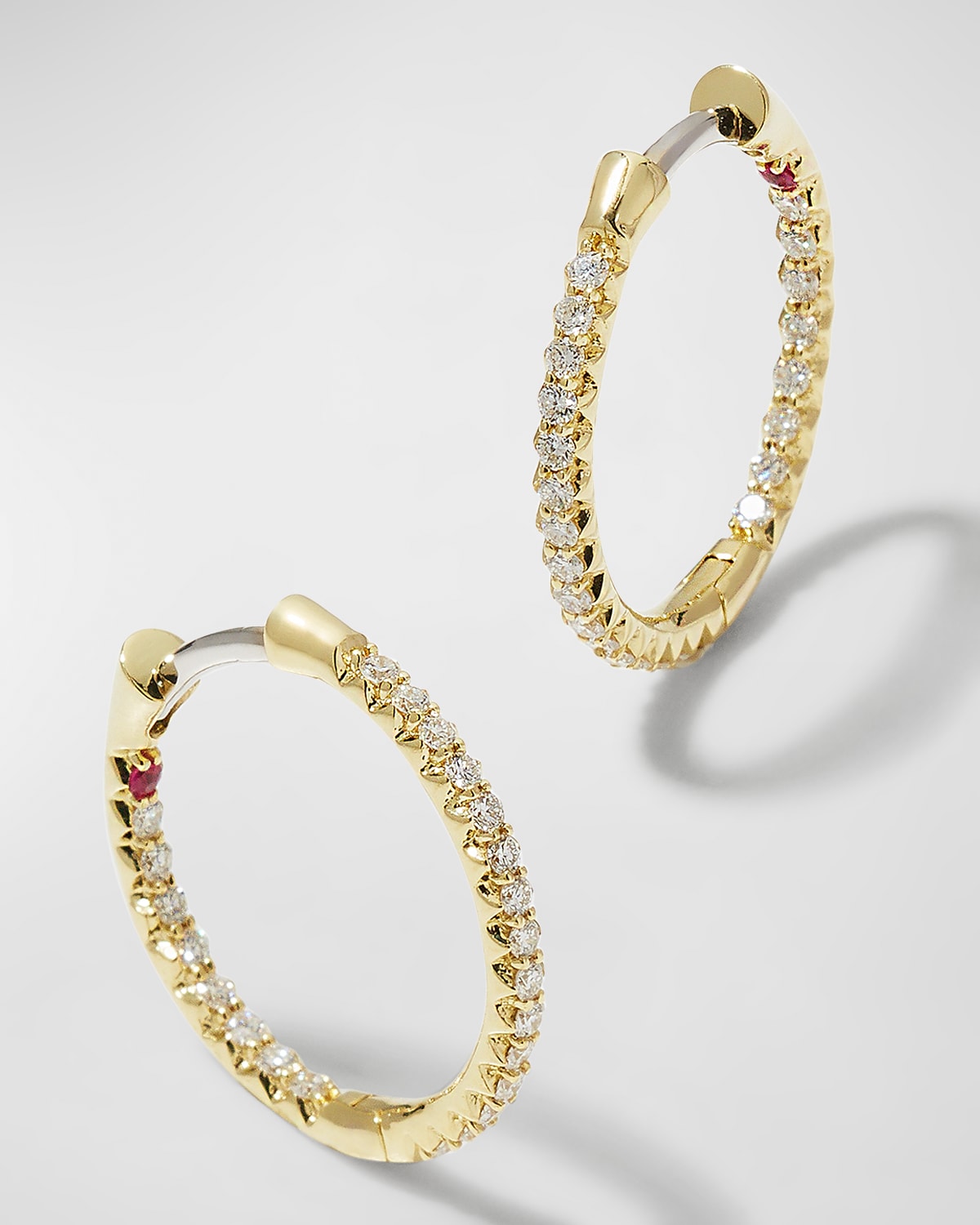 Roberto Coin Xs Pave Diamond Hoop Earrings In Yellow Gold