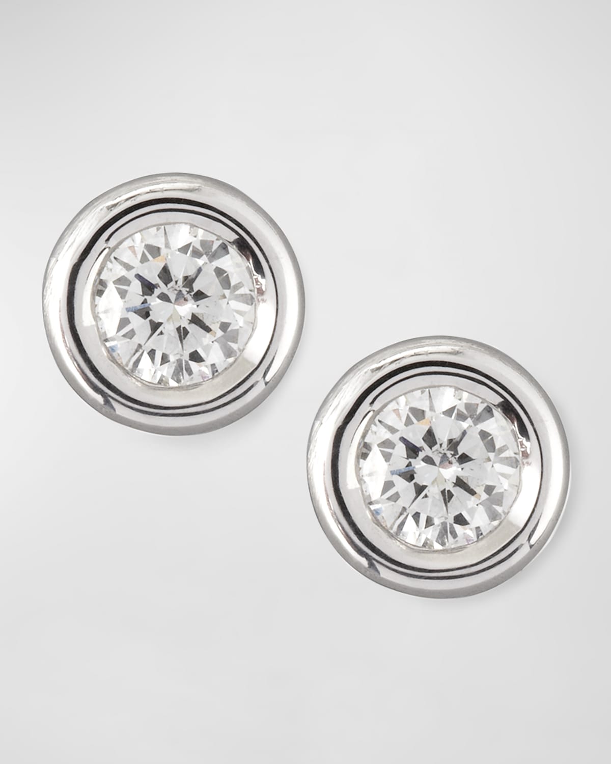 Roberto Coin 18k Gold Diamond Solitaire Stud Earrings In White Gold