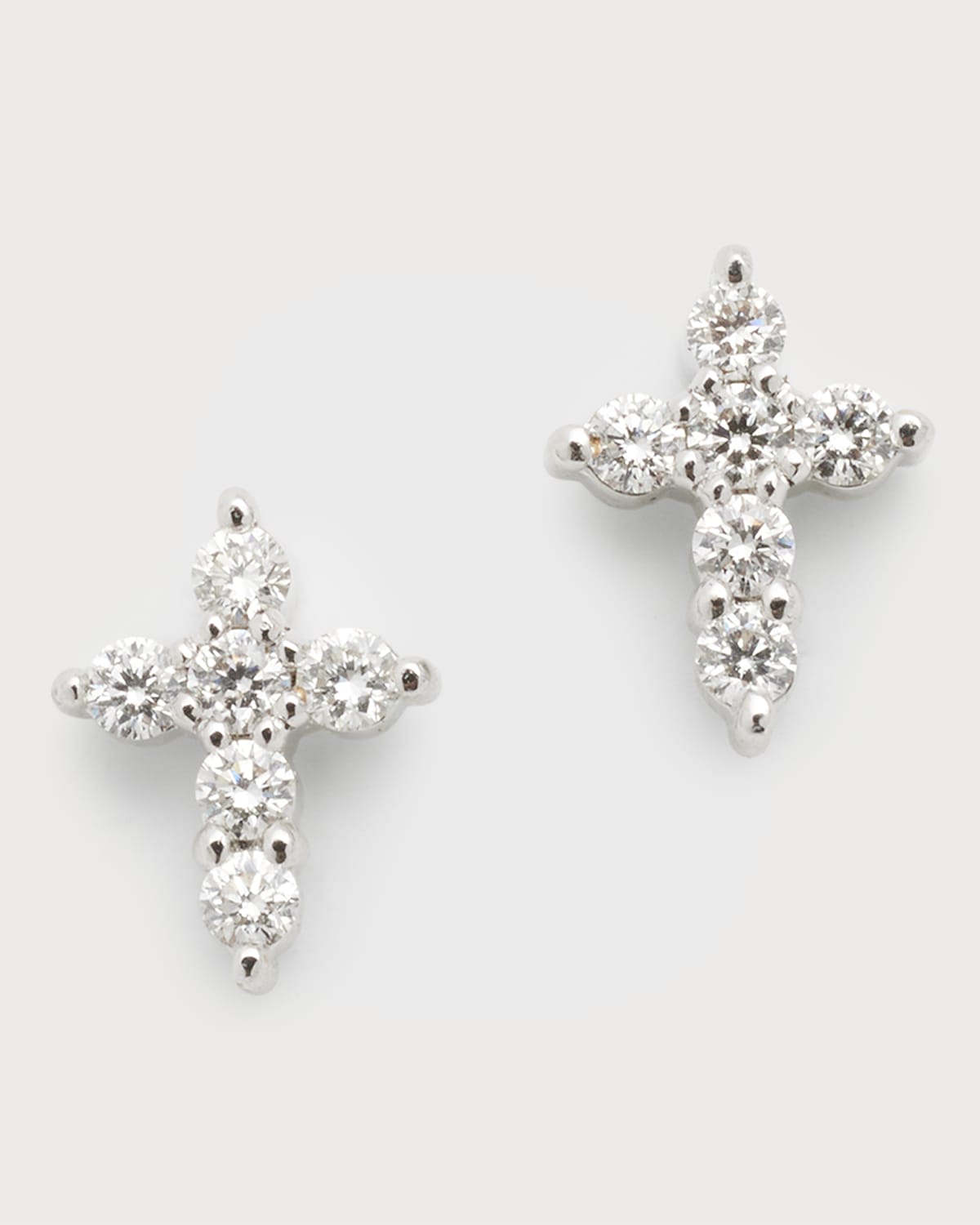Roberto Coin 18k White Gold Baby Cross Diamond Stud Earrings