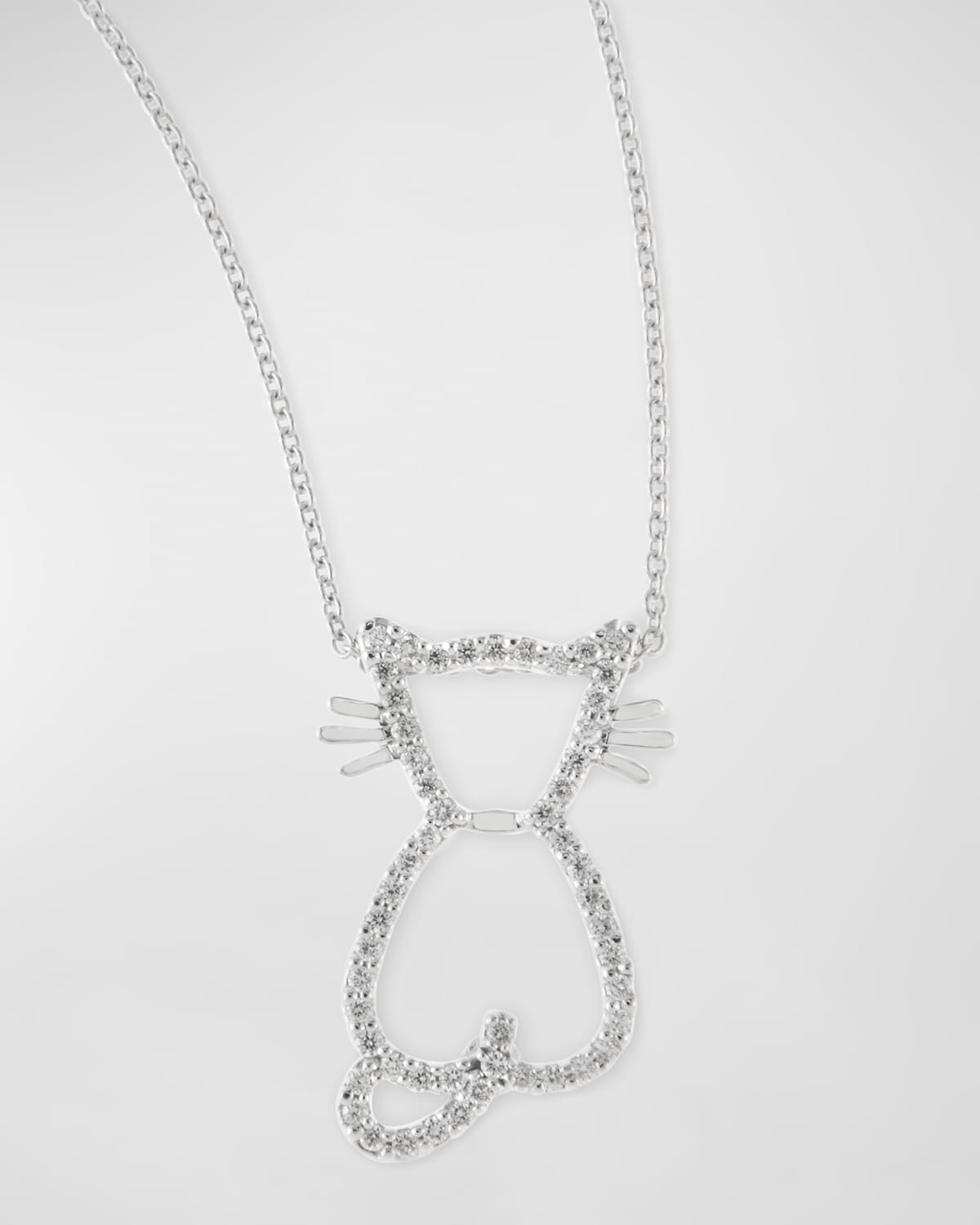 Roberto Coin Pave Diamond Cat Pendant Necklace In Metallic