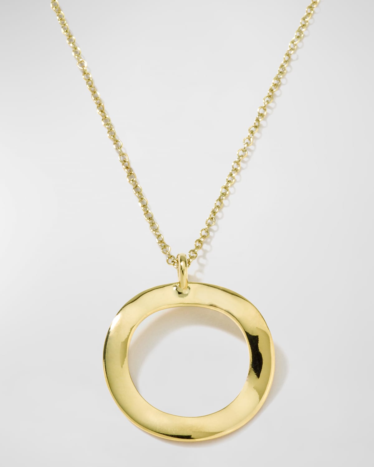 Ippolita Short Mini Wavy Circle Pendant Neckace in 18K Gold