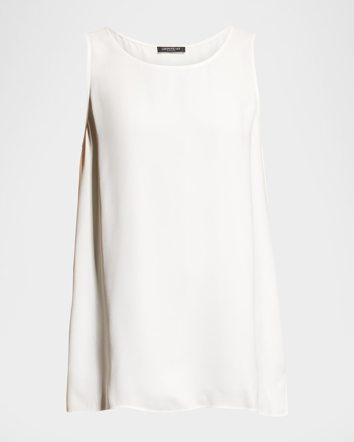 Lafayette 148 Ruthie Sleeveless High-low Hem Silk Blouse In Cloud