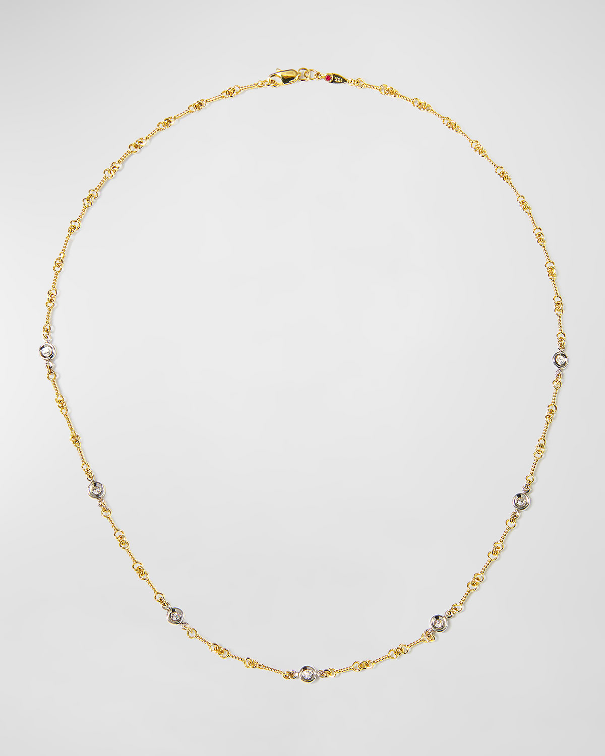 Roberto Coin Two-tone 18k 7-diamond Dog Bone Necklace