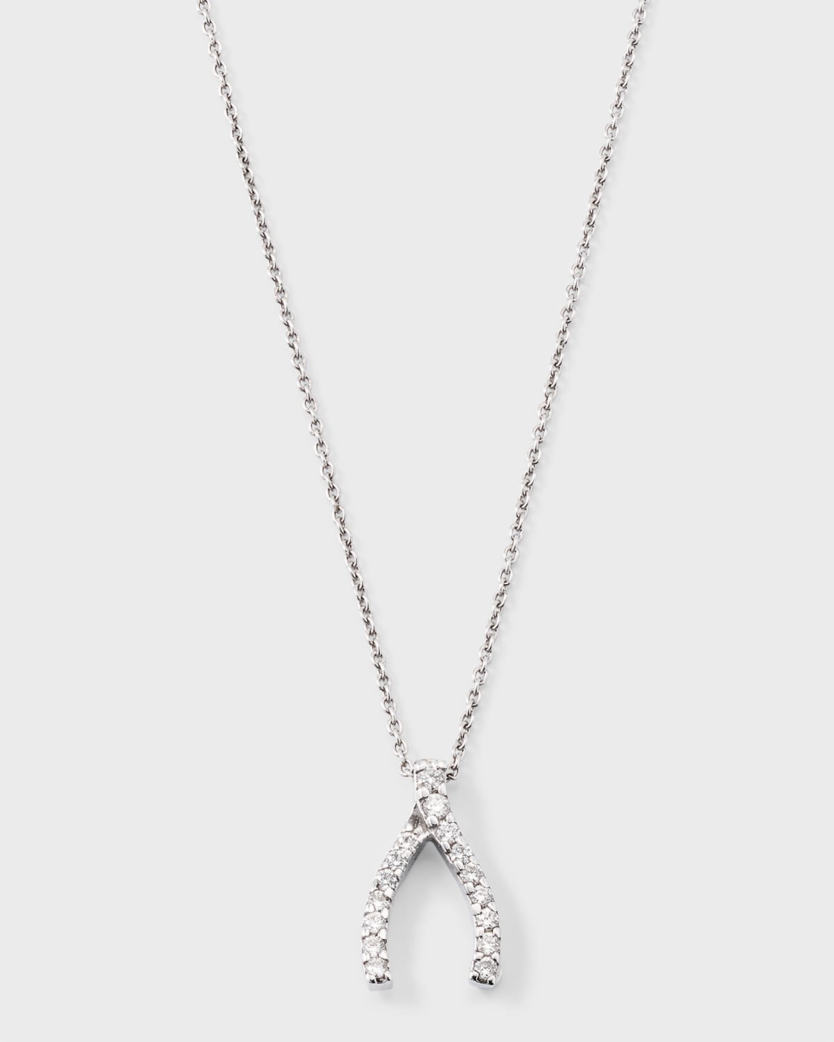 Roberto Coin Pave Wishbone Necklace In White Gold