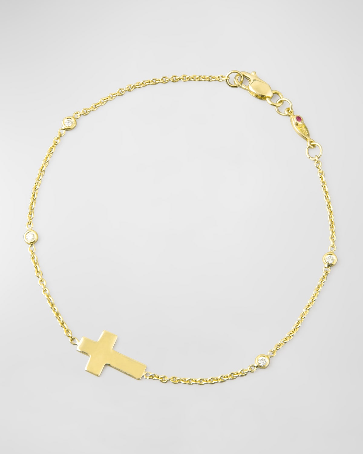 Roberto Coin Integrated Cross Diamond Bracelet, Yellow Gold