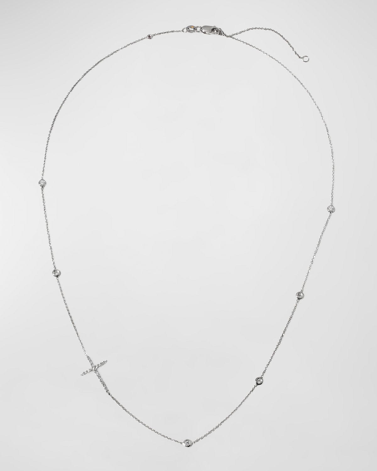 Roberto Coin Integrated Diamond Cross Necklace, White Gold
