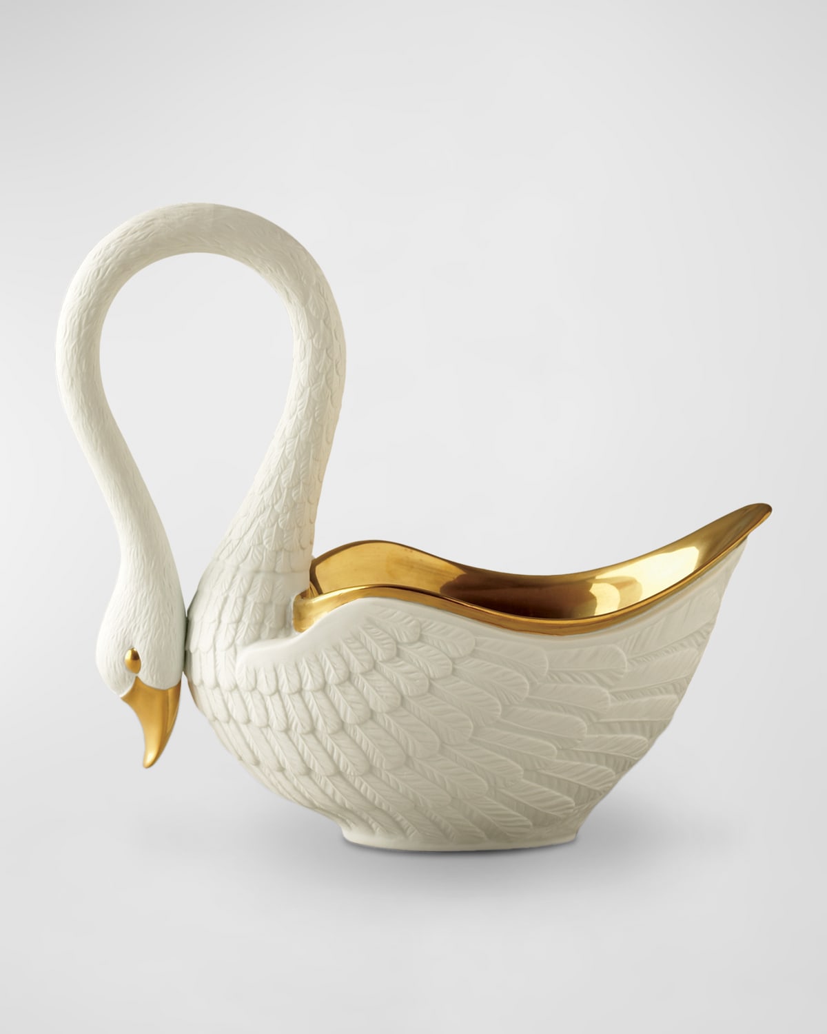 L'objet Swan 24k Gold-plated Bowl, 6.5" Wide In White
