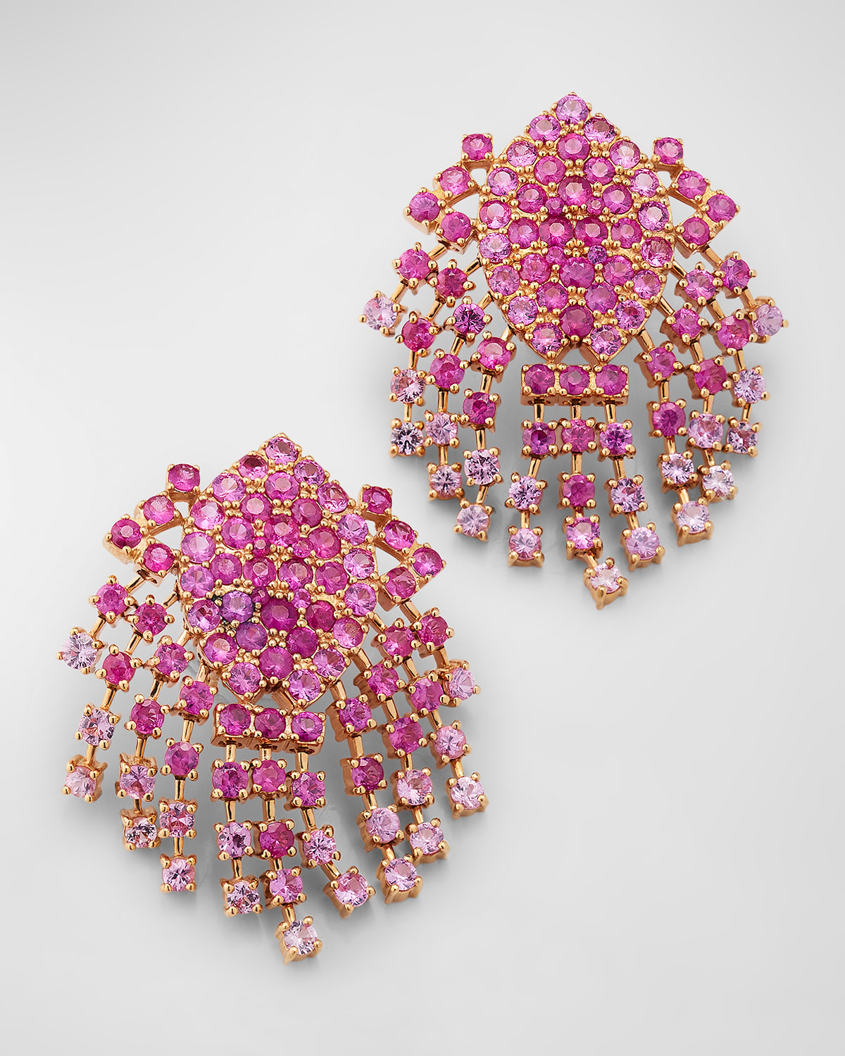 Shop Alexander Laut Pink Sapphire Fringe Earrings In 18k Gold