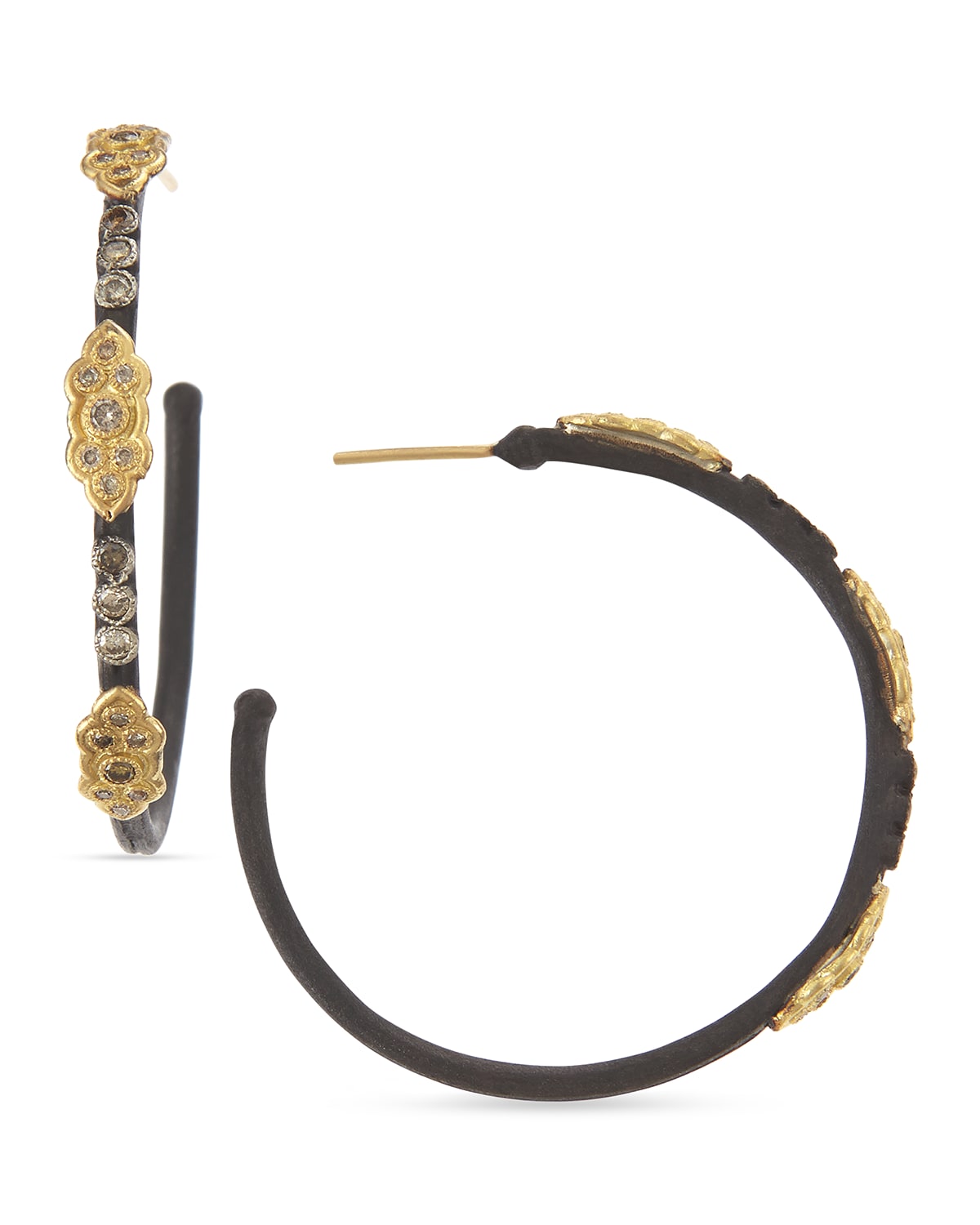 Shop Armenta 18k Midnight Diamond Scrolls Hoop Earrings In Yellow/black
