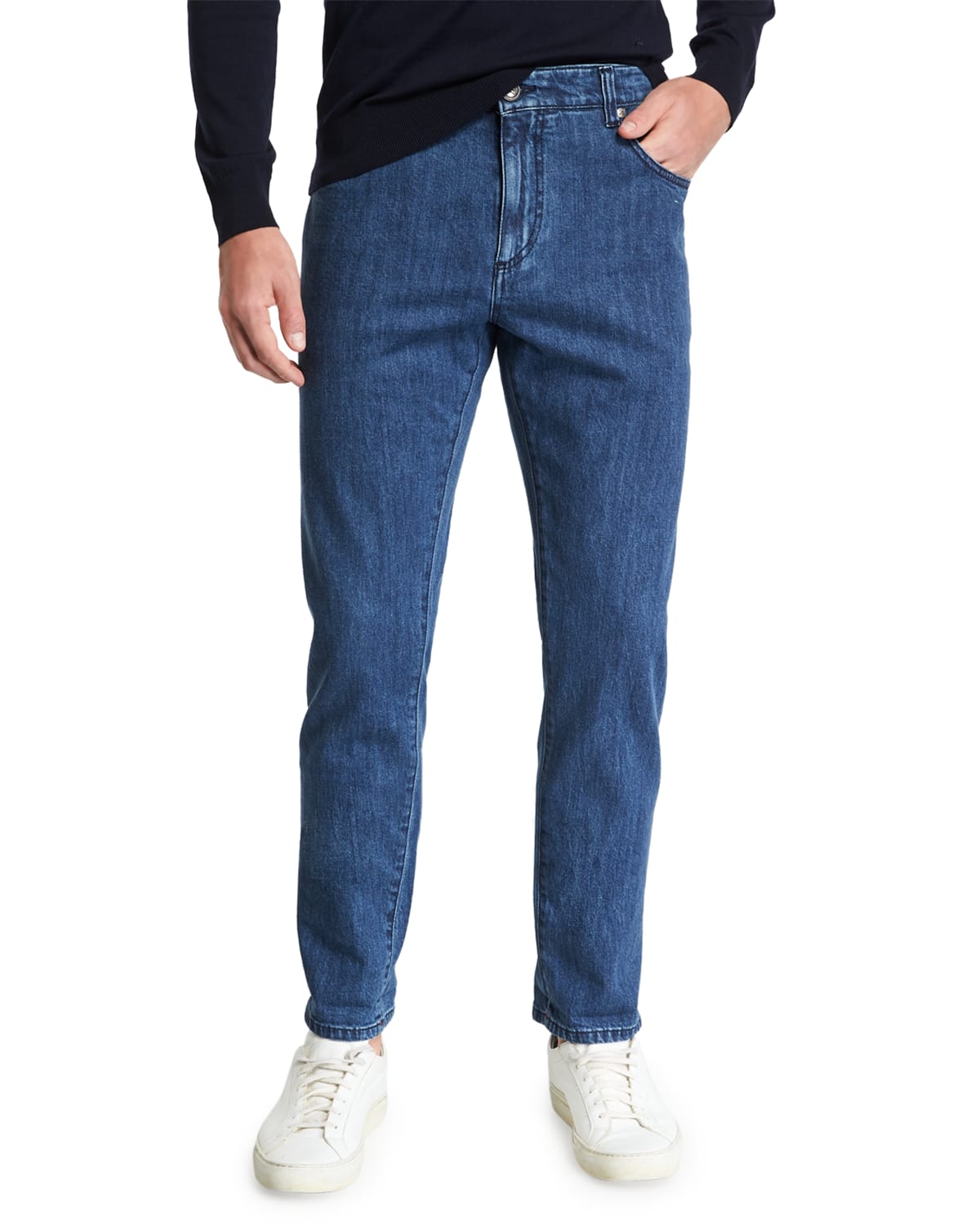 Isaia Men's Dark Wash Straight-leg Jeans In Medium Blue