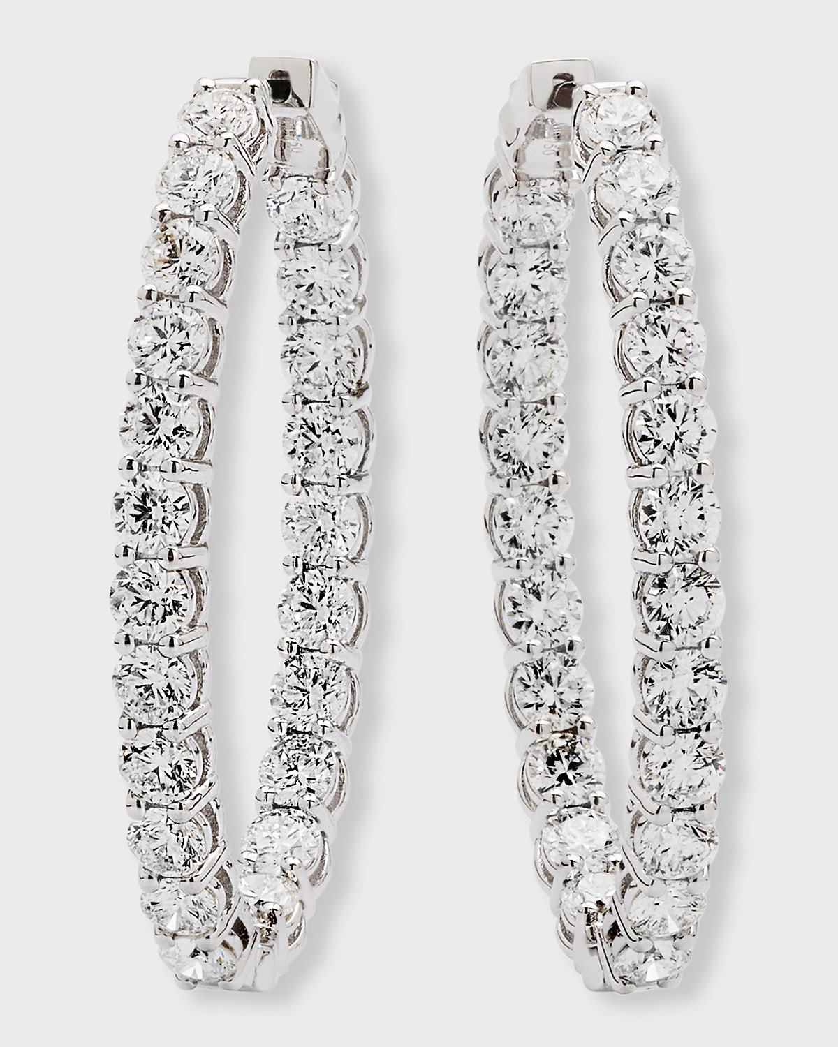 Neiman Marcus Diamonds 18K White Gold FG-SI1 Diamond Hoop Earrings, 14.08tcw, 0.75"L