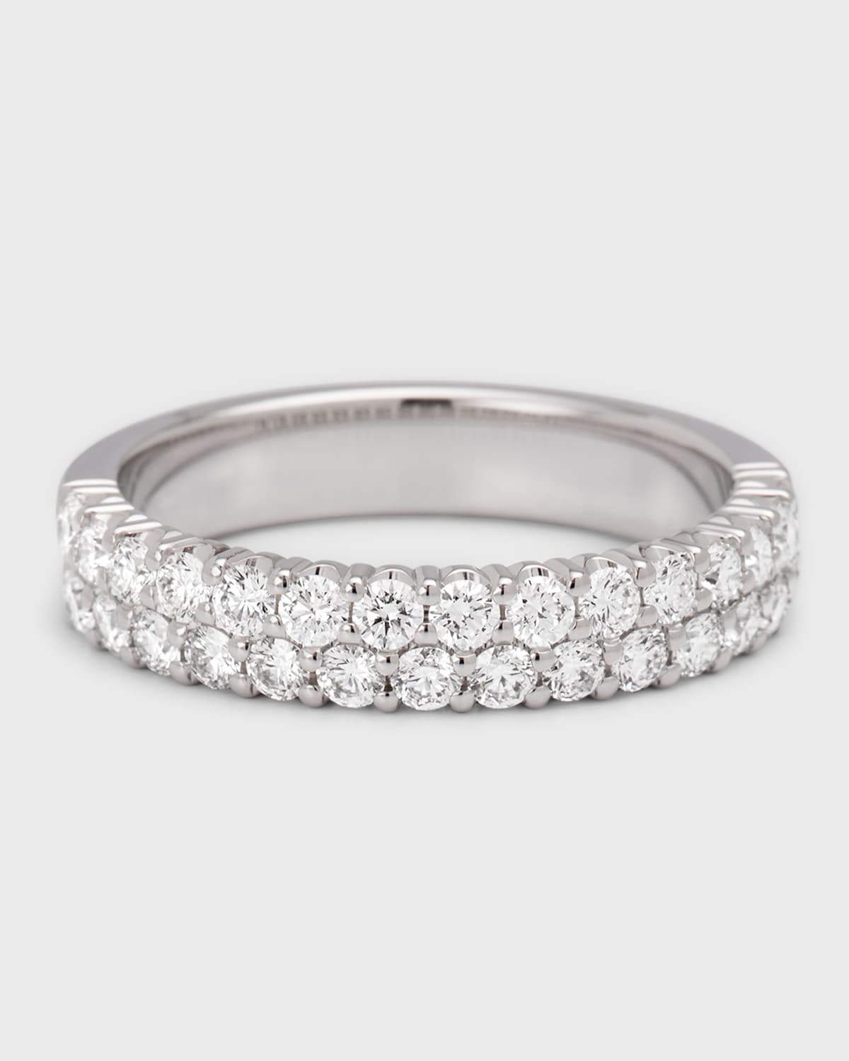 Two-Row Diamond Eternity Band Ring in 18K White Gold, 0.90 tdcw, Size 6.75