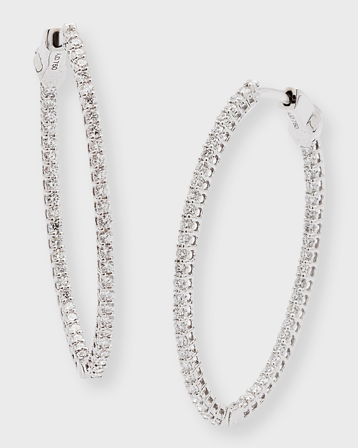 NM Diamond Collection 18k White Gold Diamond Hoop Earrings, 1.5tcw