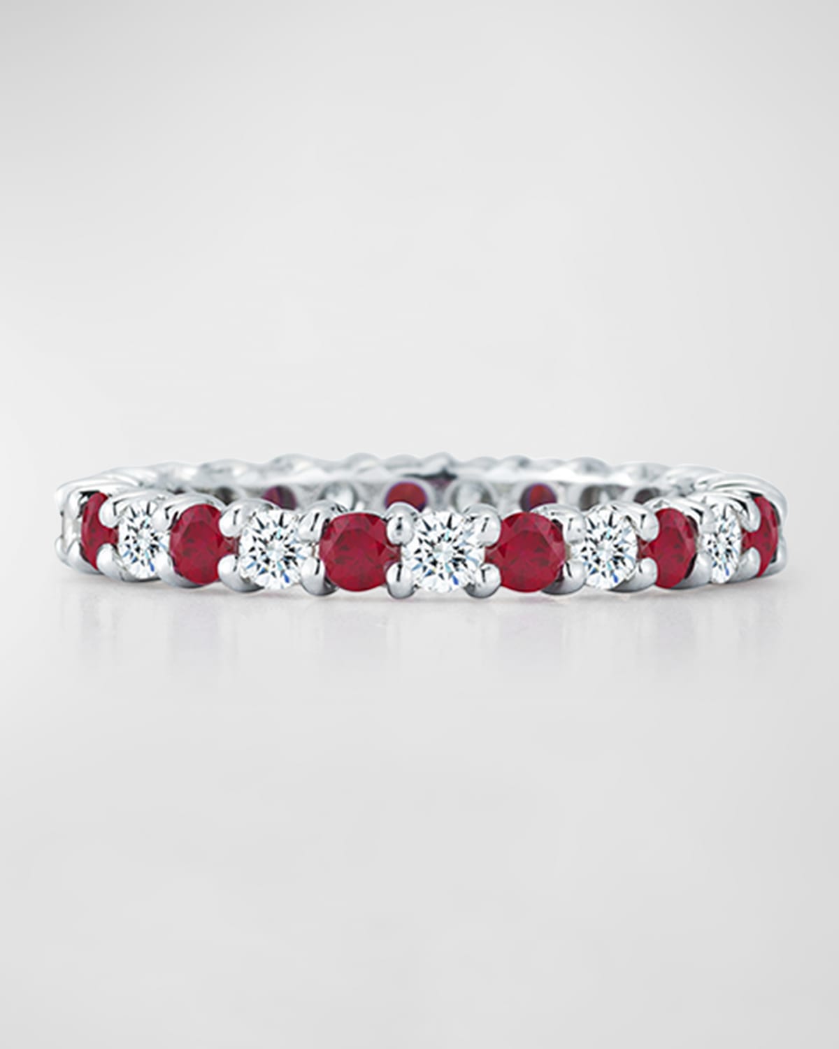NM Diamond Collection Ruby & Diamond Eternity Band in Platinum, Size 6.5