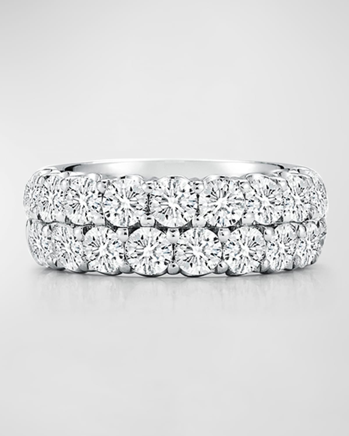 NM Diamond Collection Two-Row Diamond Eternity Band Ring in 18K White Gold, Size 6.75