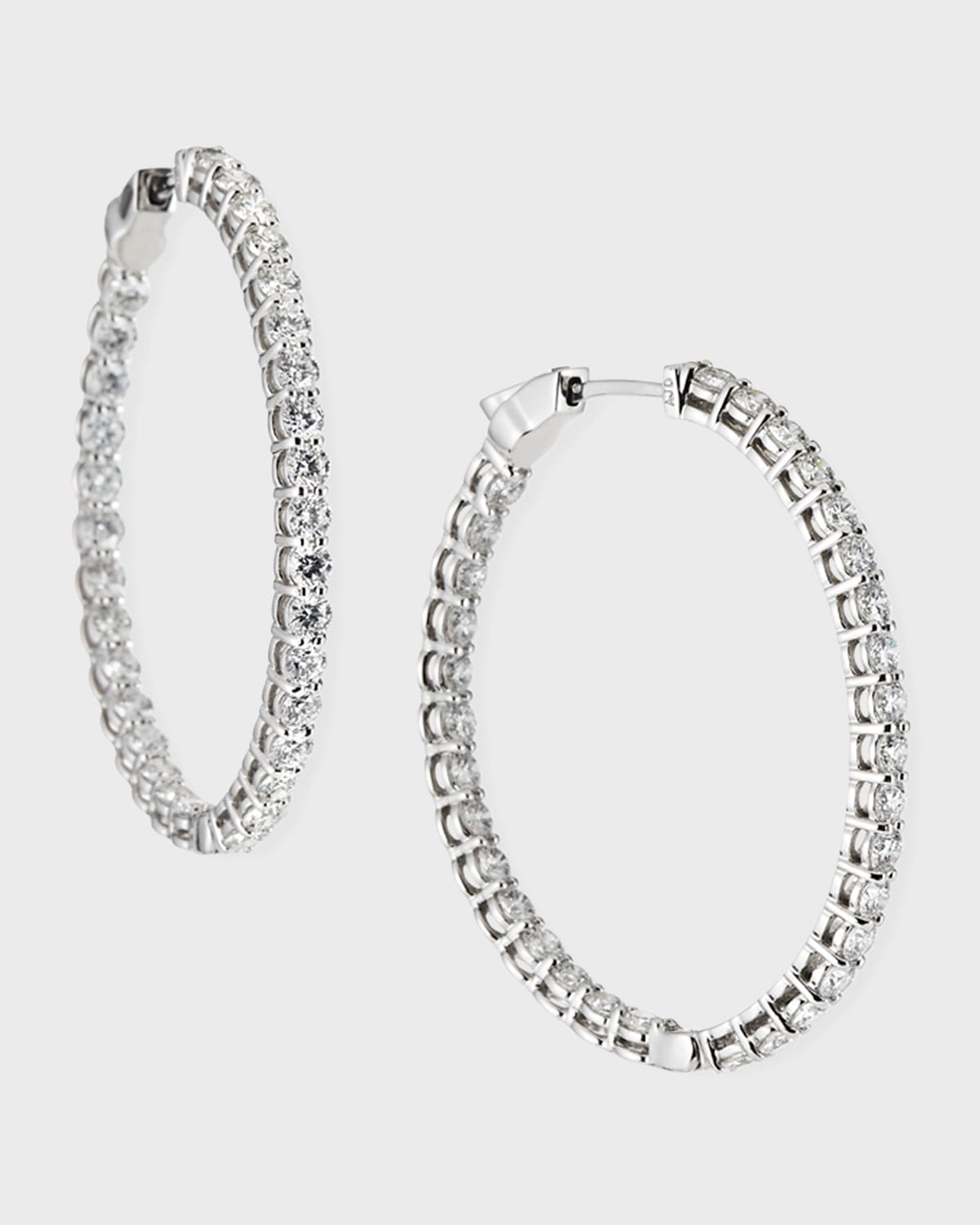 NM Diamond Collection 18k White Gold Diamond Inside-Out Hoop Earrings, 3.36tcw