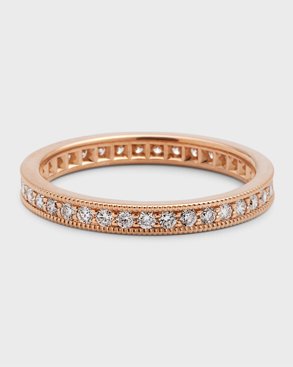 Neiman Marcus Diamonds Channel-Set Diamond Eternity Band Ring in 18K Rose Gold, Size 7, 0.56tcw